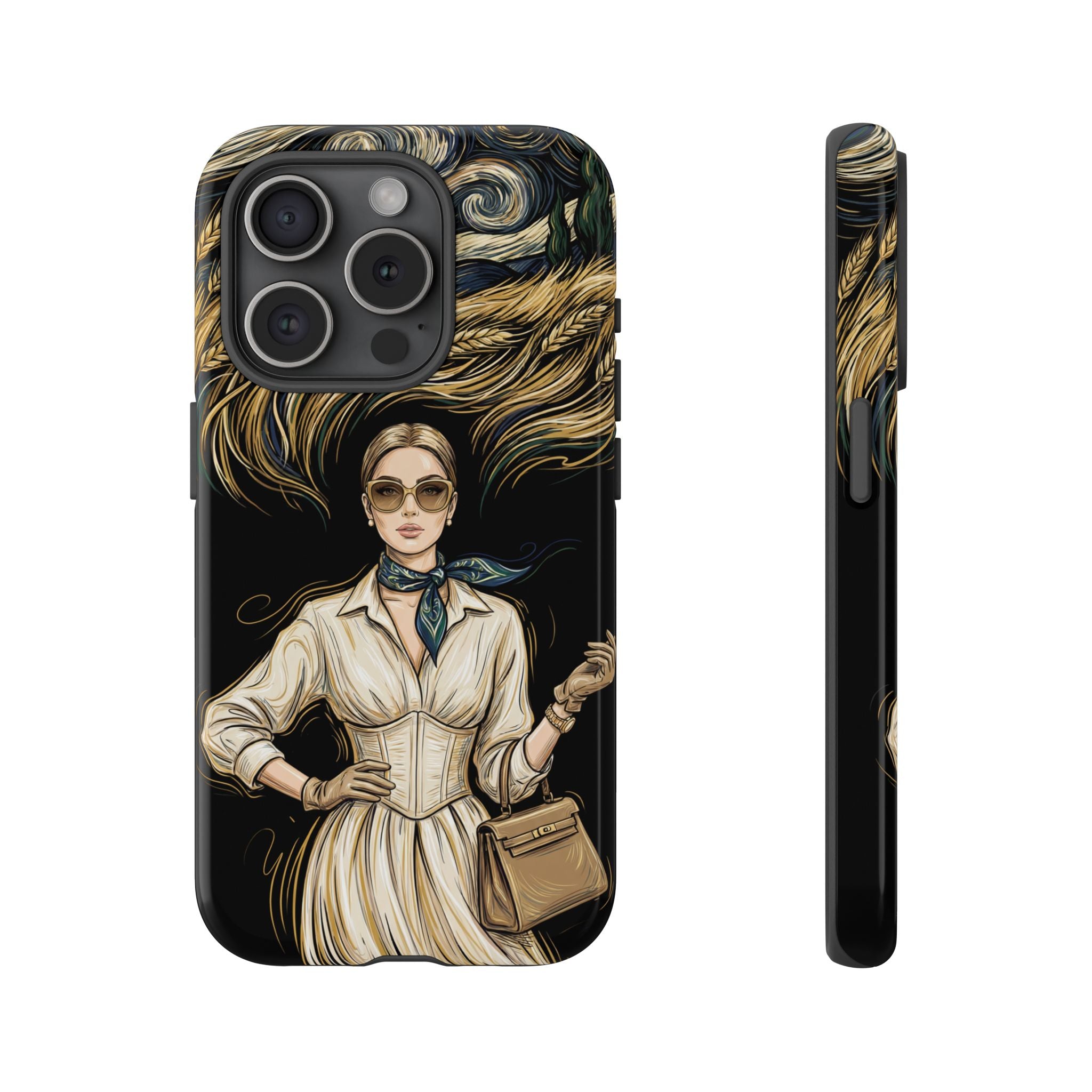 Vintage Elegance iPhone Case | Retro Woman with Flowing Golden Hair