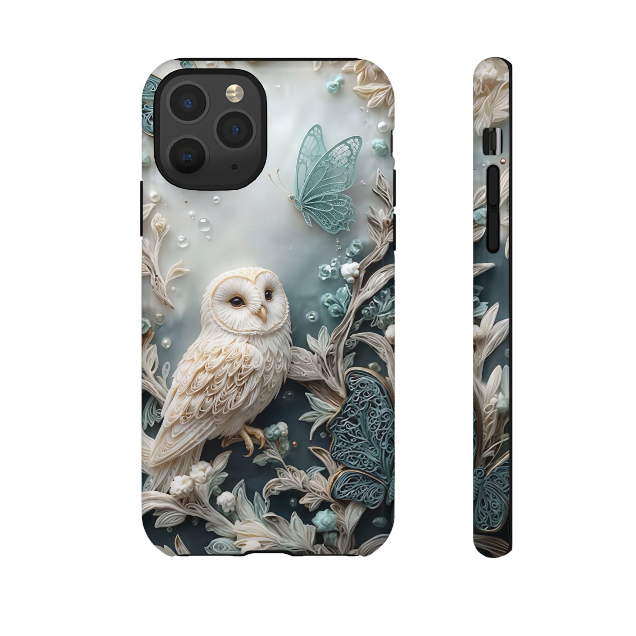 Barn Owl & Butterflies Tough iPhone Case