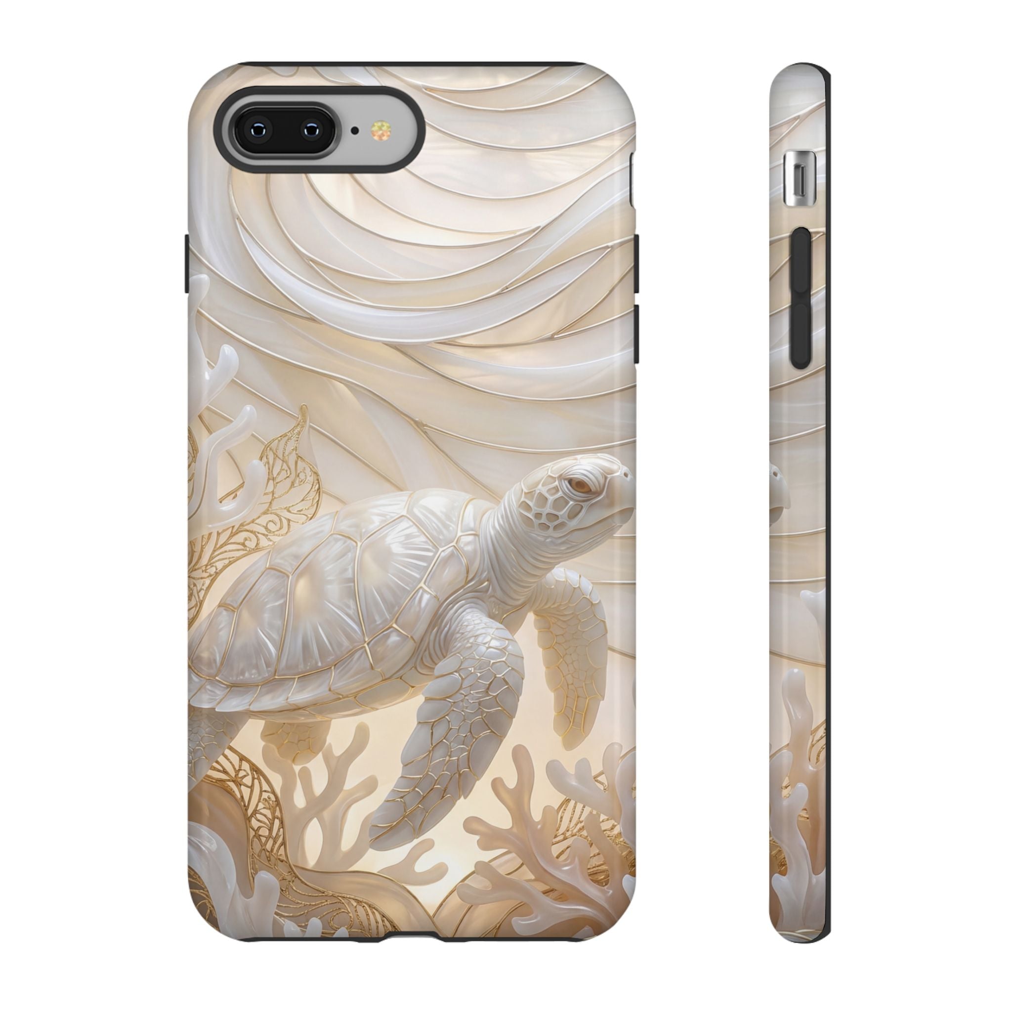 Sea Turtle Tough iPhone Case — Elegant Nautical Coral Design