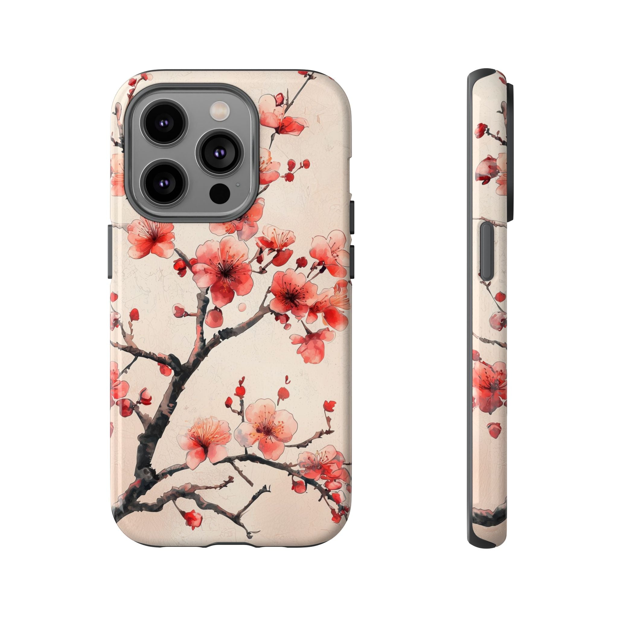 Cherry Blossom iPhone Case | Floral Tough Case with Pink Blossom Branch Design