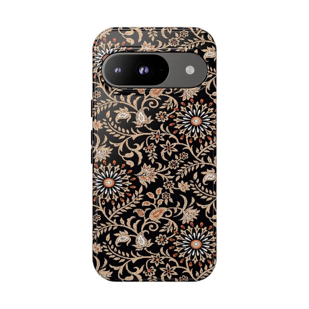 Batik Floral Black Ornate Daisies Tough Google Pixel Case