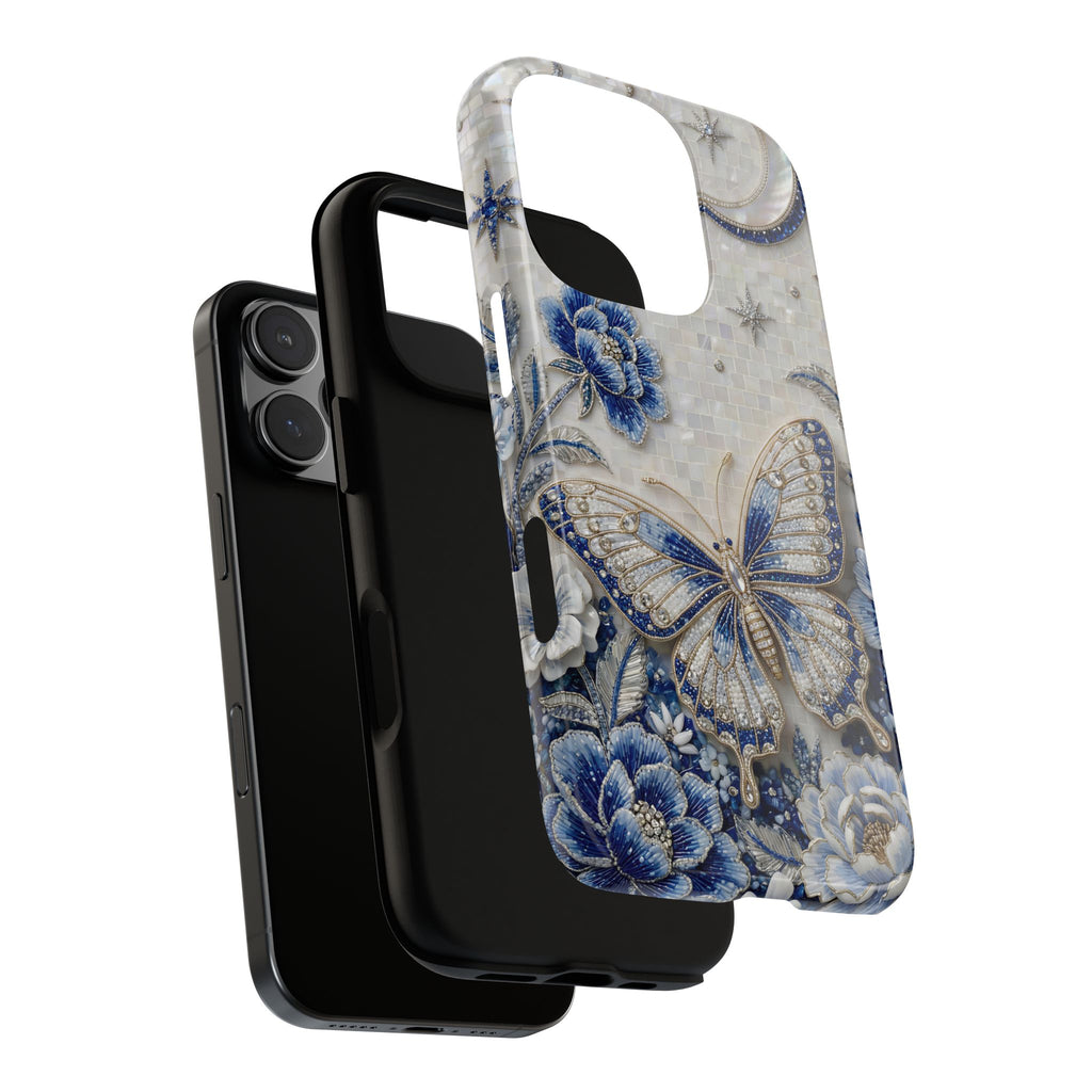 Blue Moon Butterfly iPhone Case | Floral Protective Tough Case