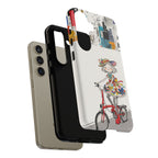 Whimsical Girl on Brompton Bicycle Urban Illustration Samsung Galaxy Phone Case