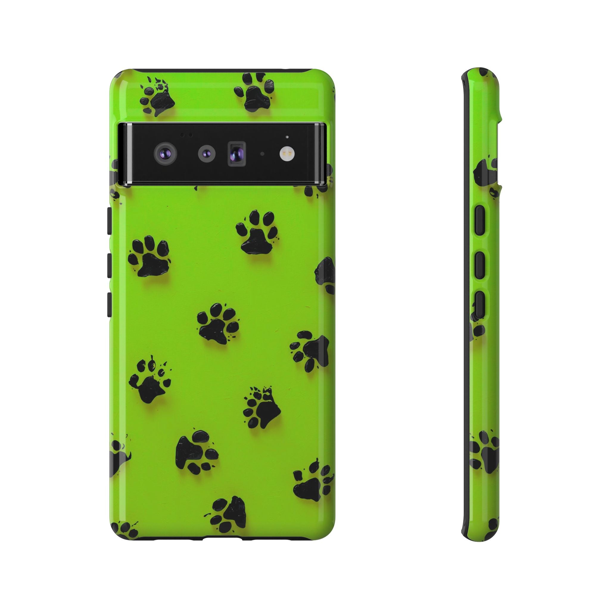 Neon Paw Print Tough Google Pixel Case — Shockproof Pet Lover iPhone Cover