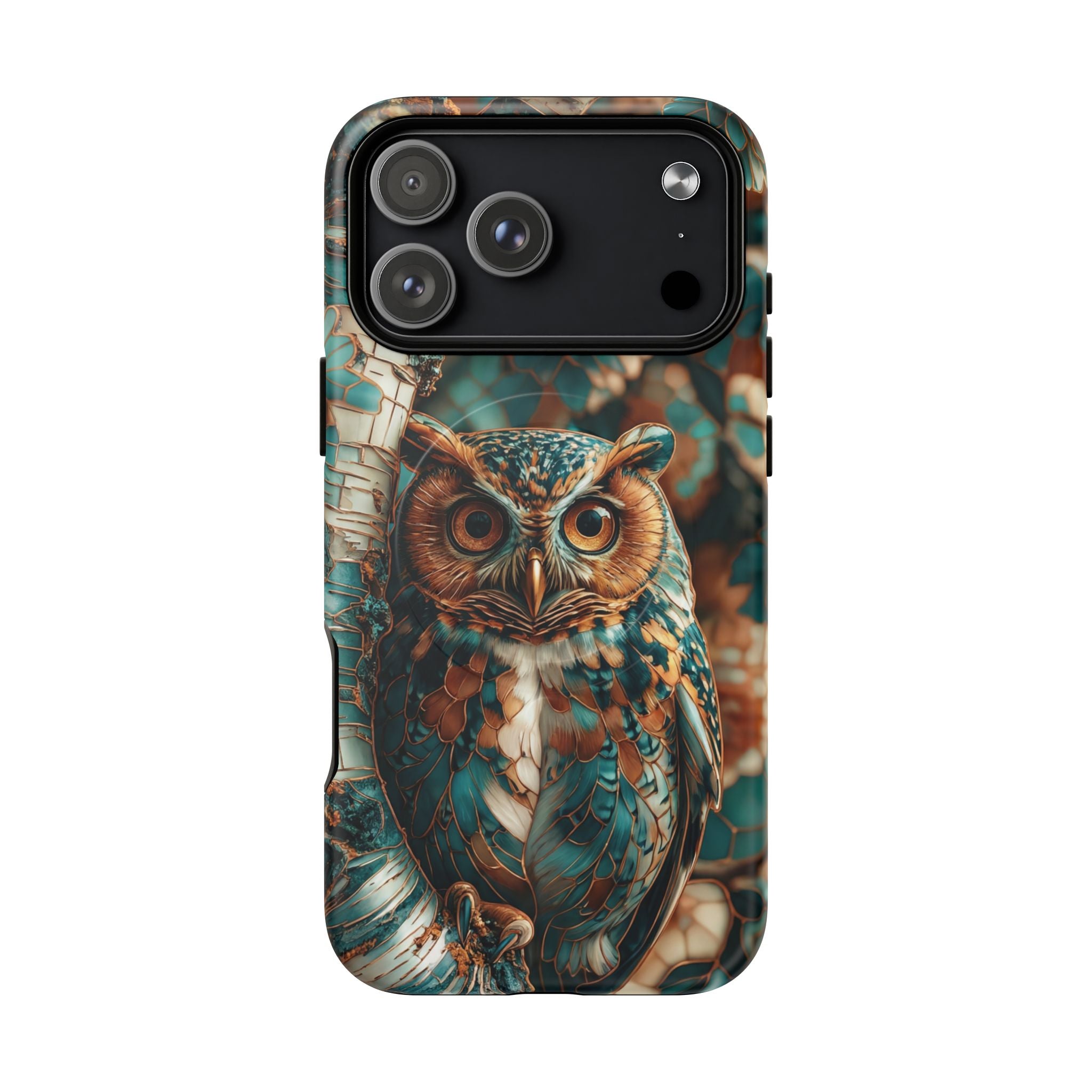 Custodia MagSafe resistente per iPhone con motivo a mosaico gufo