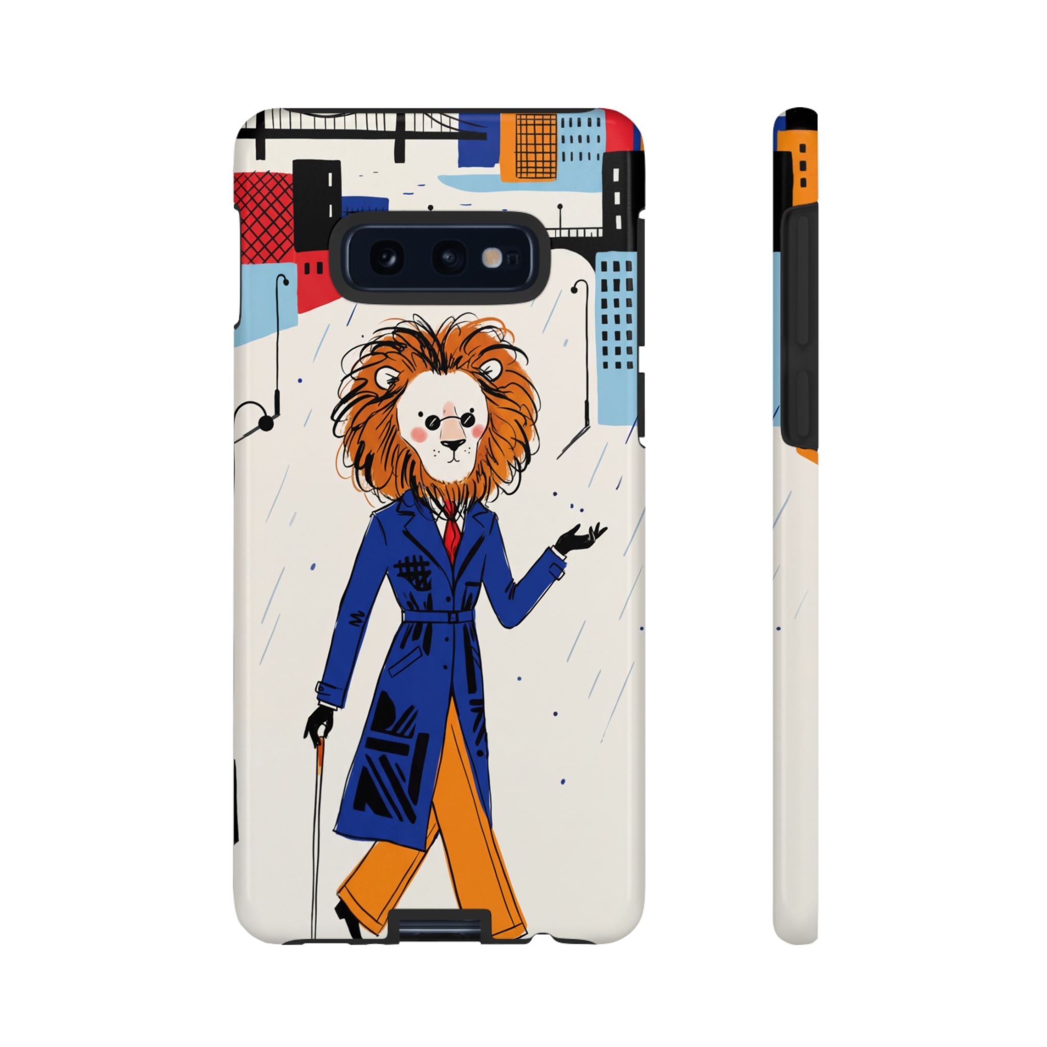 Lion Gentleman Samsung Galaxy Phone Case | Dapper Lion in City Rain
