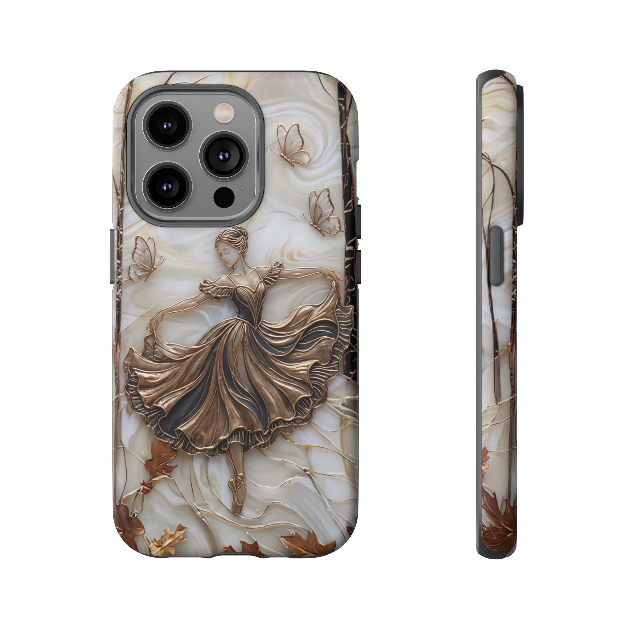 Elegant Bronze Ballerina Dance Design iPhone Case