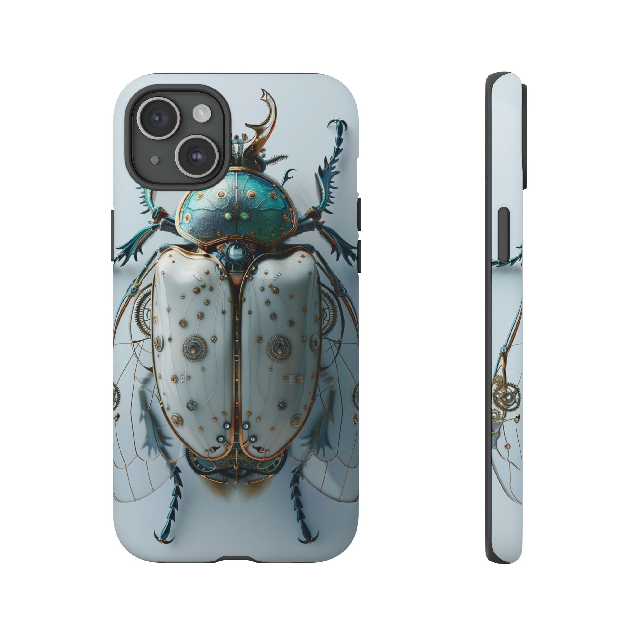 Steampunk White Beetle Protective Tough iPhone Case