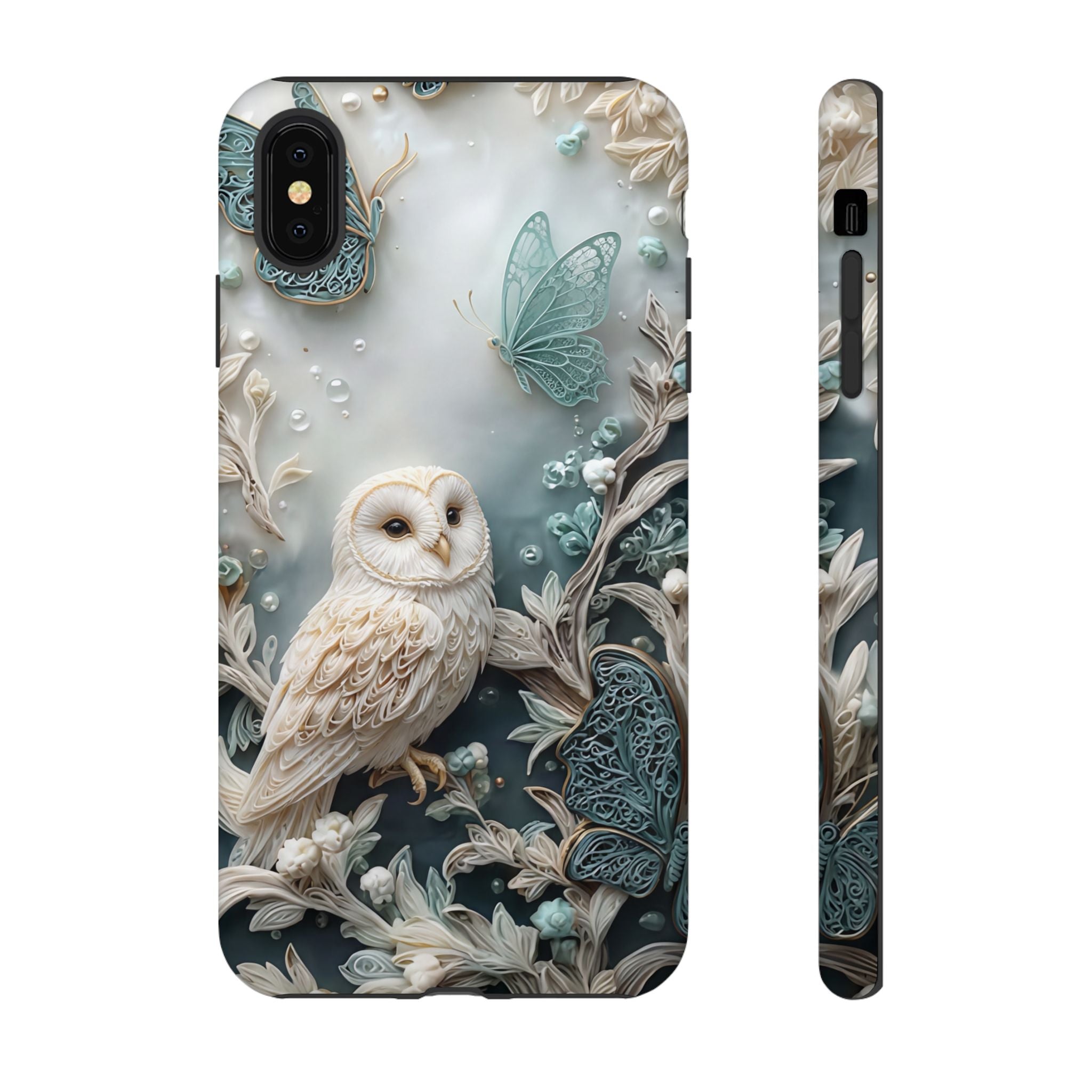 Barn Owl & Butterflies Tough iPhone Case