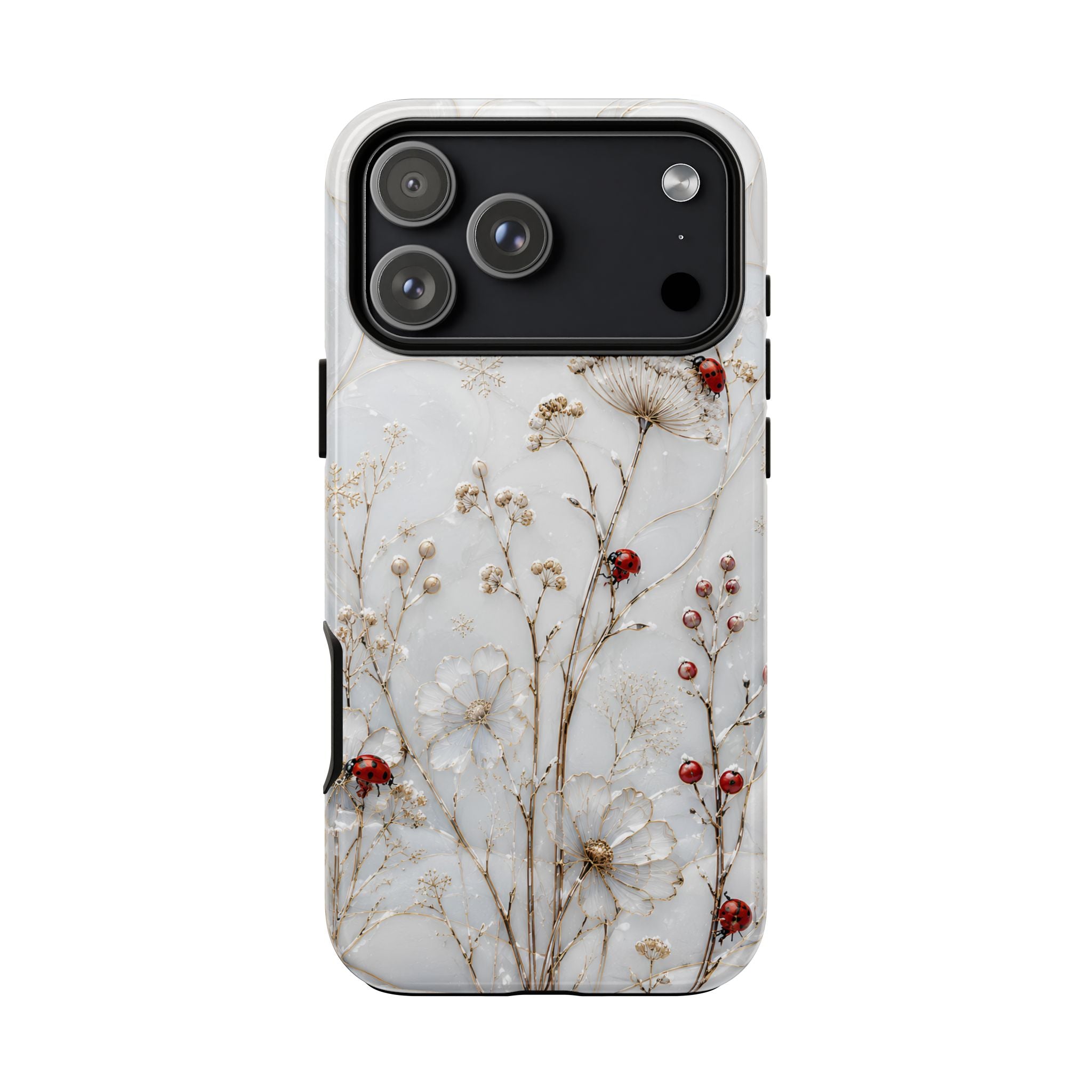 Ladybug Floral iPhone Case | White Flower iPhone Case