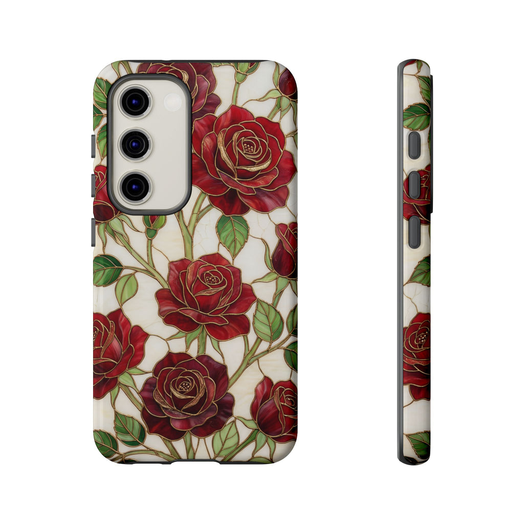 Custodia resistente per Samsung Galaxy con motivo floreale vintage a rosa rossa