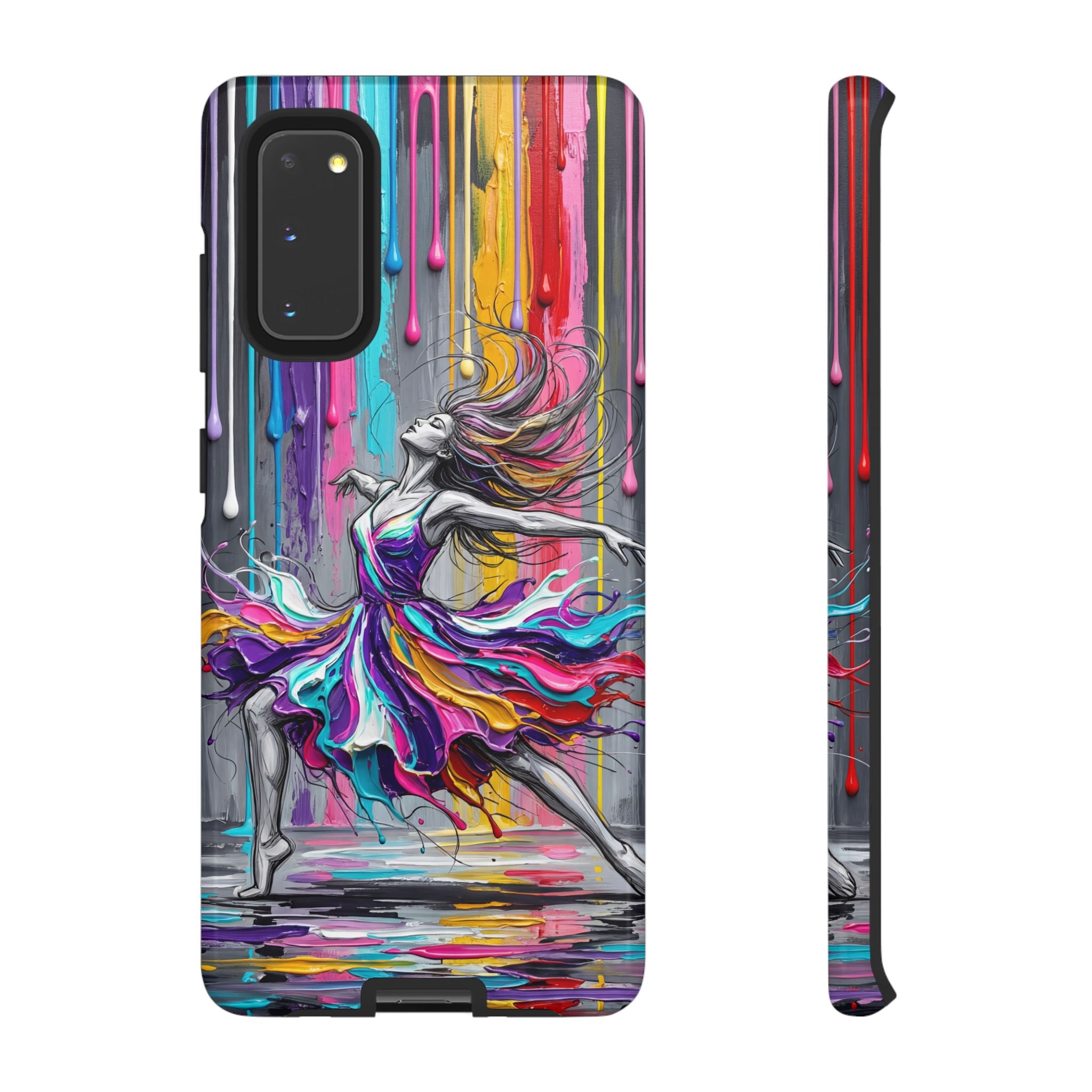 Colorful Dancer Tough Samsung Galaxy Phone Case | Vibrant Drip Art Protective Cover