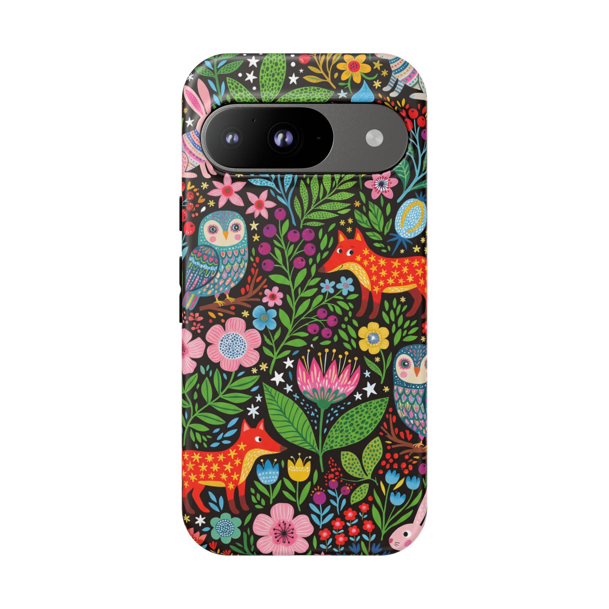 Floral Woodland Google Pixel Phone Case | Colourful Fox & Owl Protective Cover
