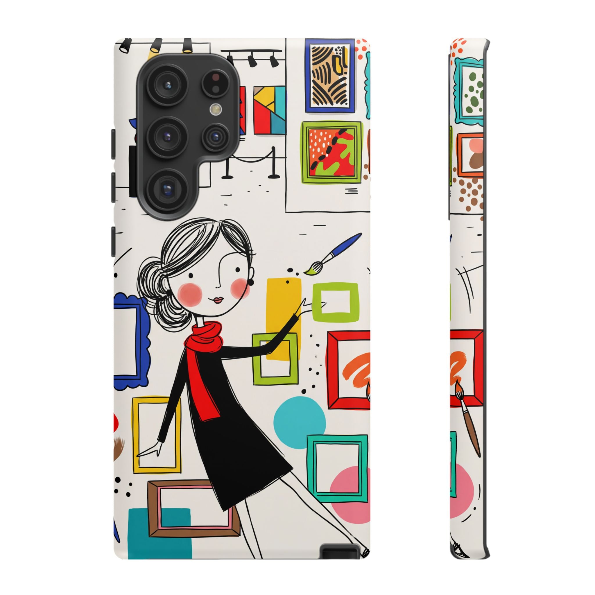 Art Gallery Illustration Samsung Galaxy Phone Case | Cute Woman with Frames Design