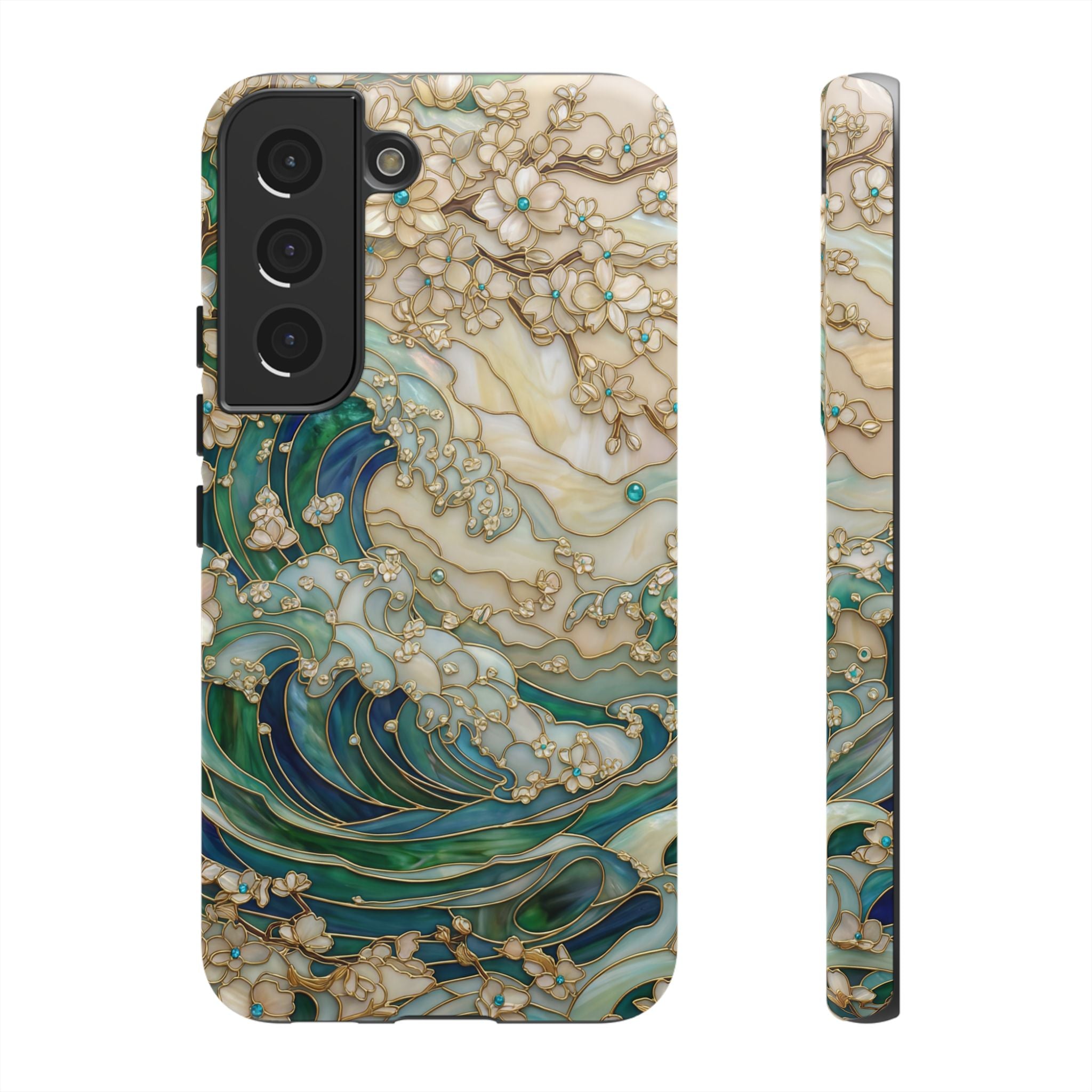 Elegant Ocean Wave Floral Art Samsung Galaxy Case