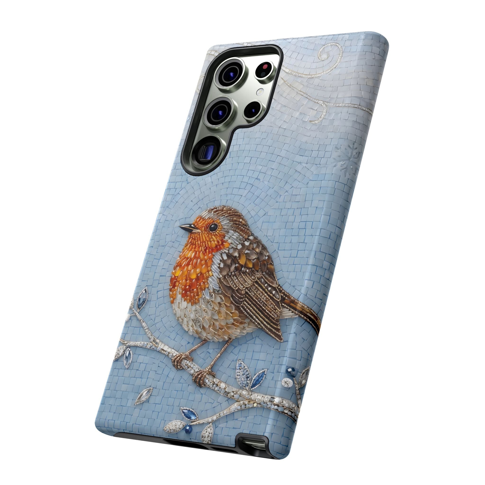 Robin Winter Samsung Galaxy Phone Case — Protective Floral Bird Design