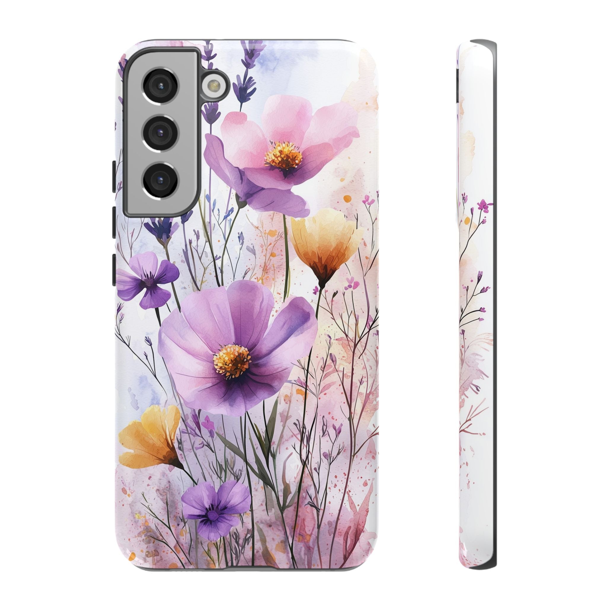 Floral Watercolour Tough Samsung Galaxy Case | Purple & Yellow Wildflowers