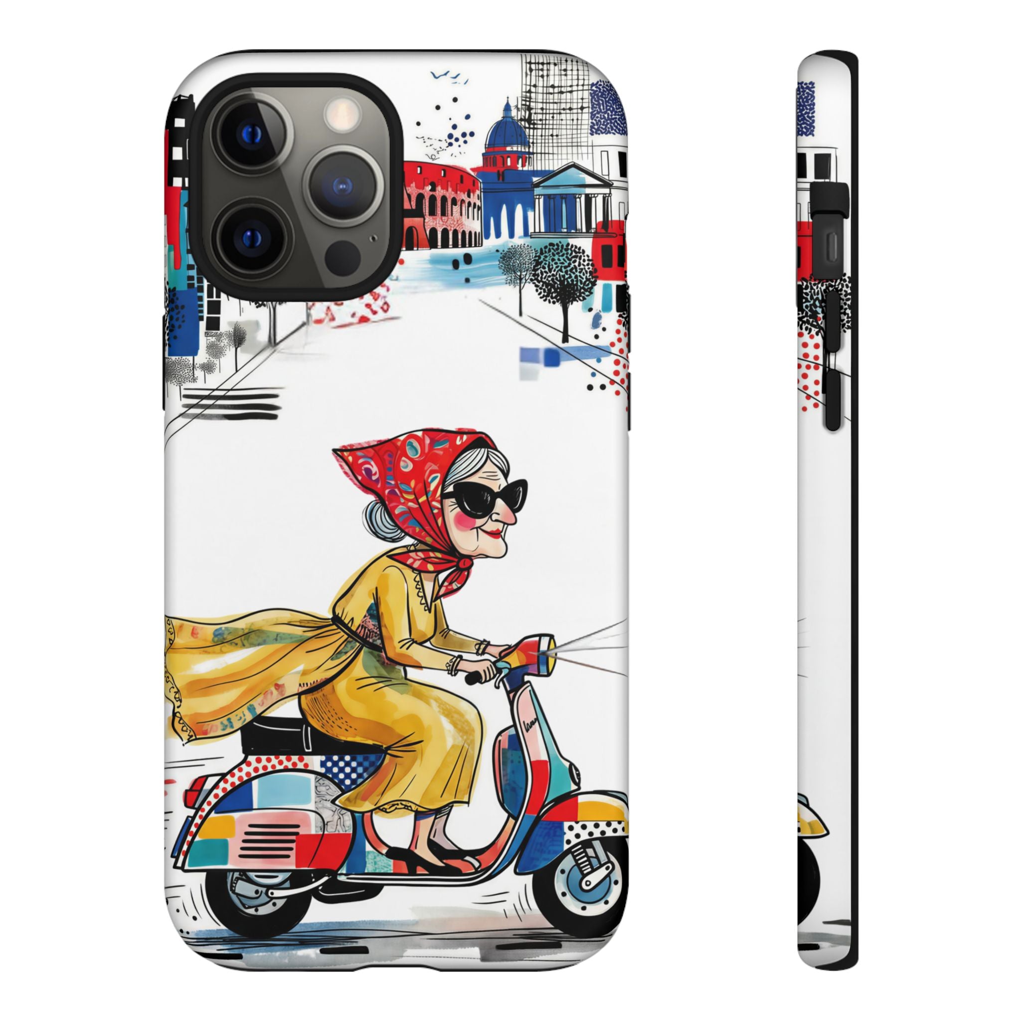 Vintage Vespa Granny iPhone Case | Retro Scooter Travel iPhone Cover