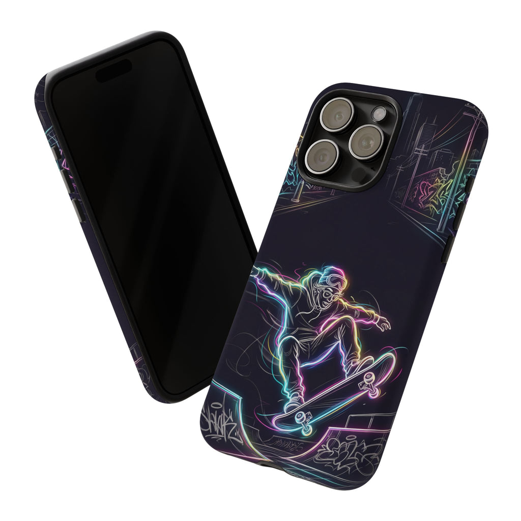 Neon Skateboard iPhone Case | Glow Skatepark Protective Cover