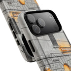 Custodia per telefono MagSafe con motivo stazione ferroviaria Cinque Terre | Schizzo in bianco e nero con accenti giallo caldo