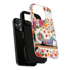 Autumn Floral Pilates iPhone Case | Colorful Rainbow Pilates Cat on Falling Leaves