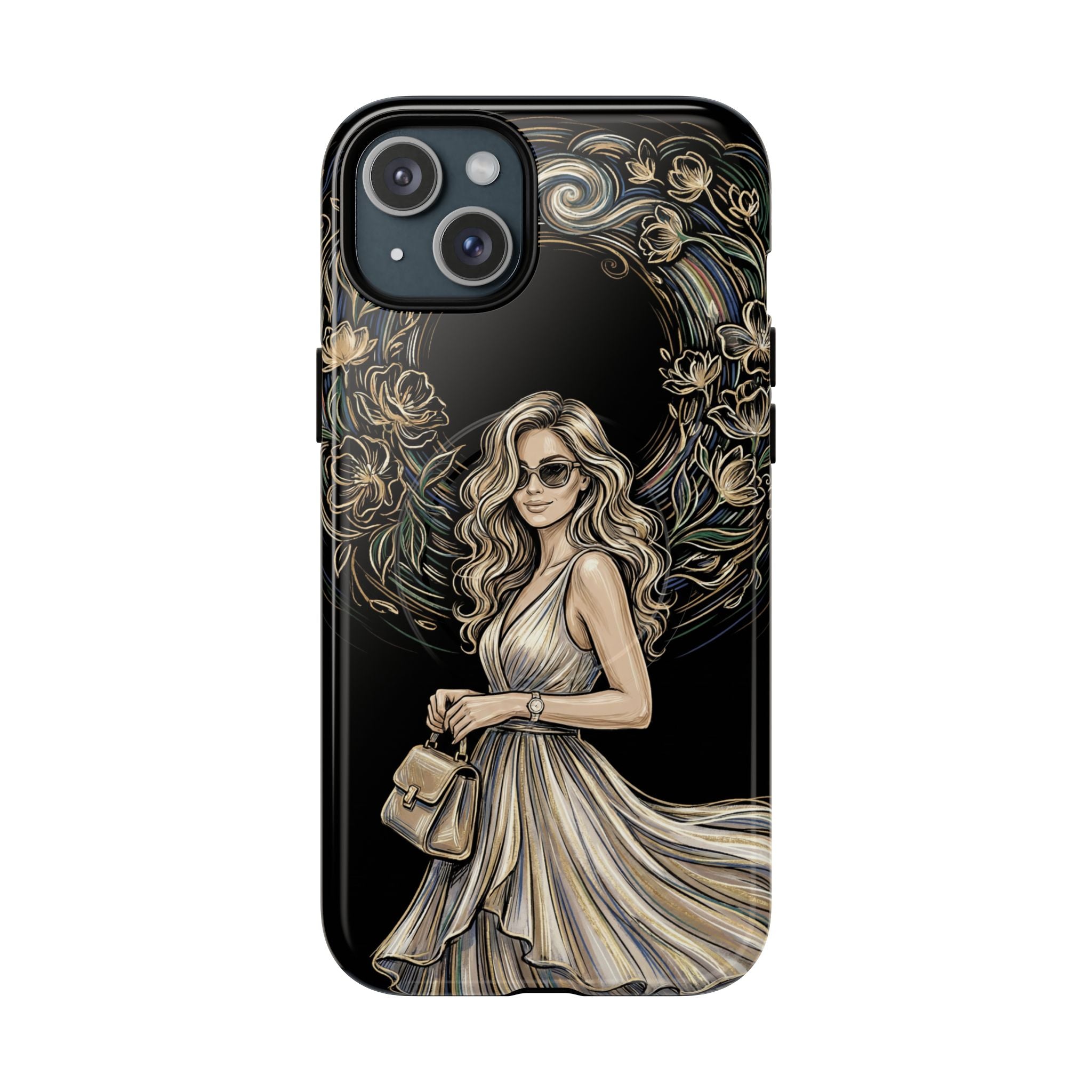 Stylish Woman Floral Wreath Tough MagSafe iPhone Case
