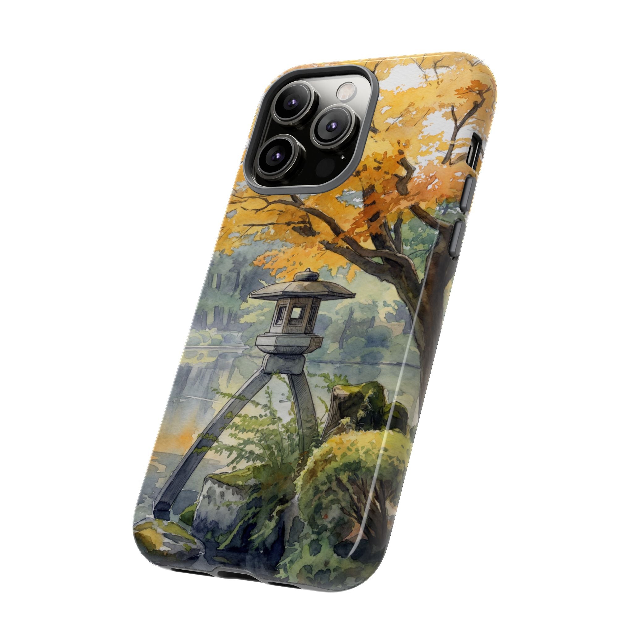 Autumn Japanese Garden iPhone Case | Scenic Lantern Fall
