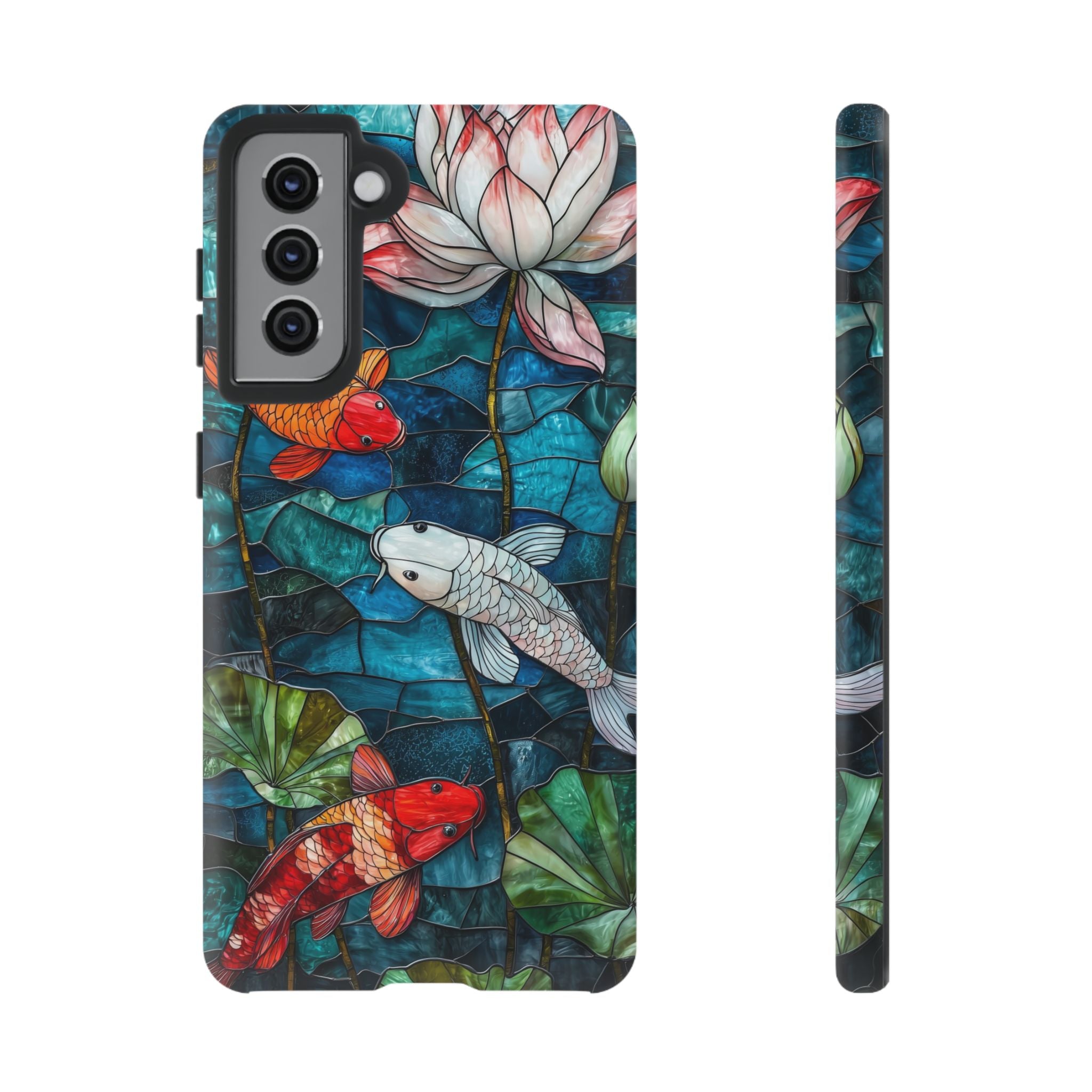 Koi Pond Tough Samsung Galaxy Case — Stained Glass Lotus & Koi Design