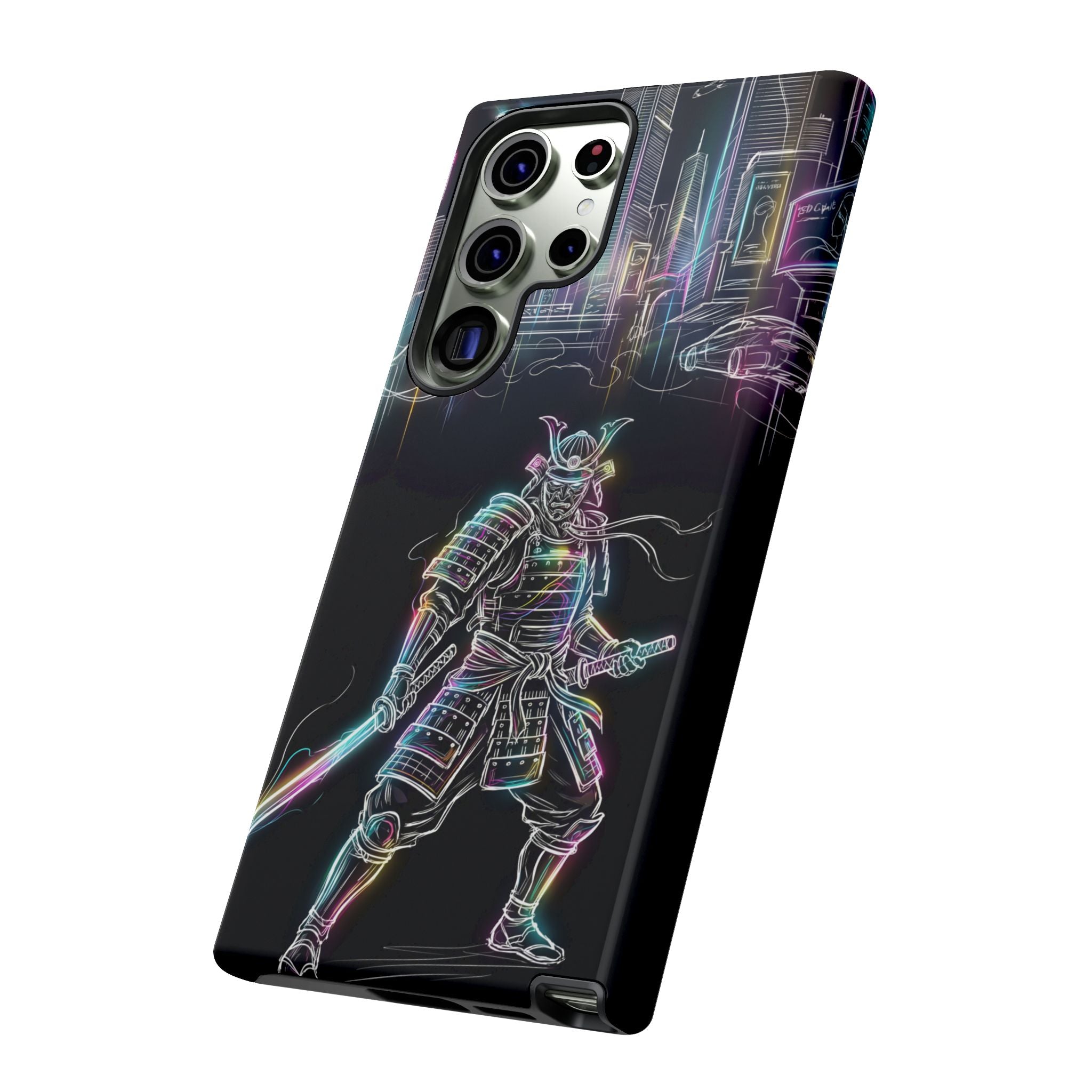 Neon Samurai Samsung Galaxy Phone Case | Cyberpunk City Armor