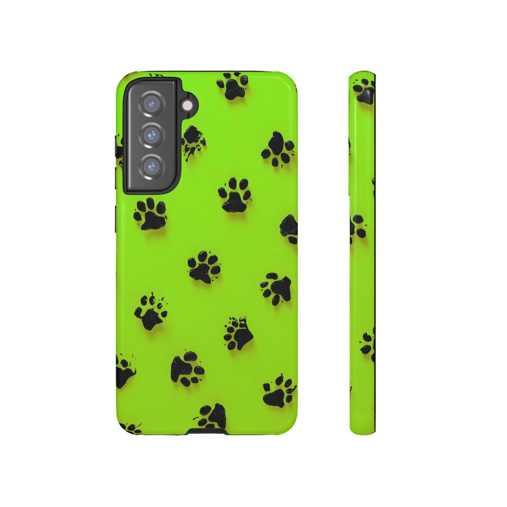 Neon Paw Print Tough Samsung Galaxy Case — Shockproof Pet Lover iPhone Cover