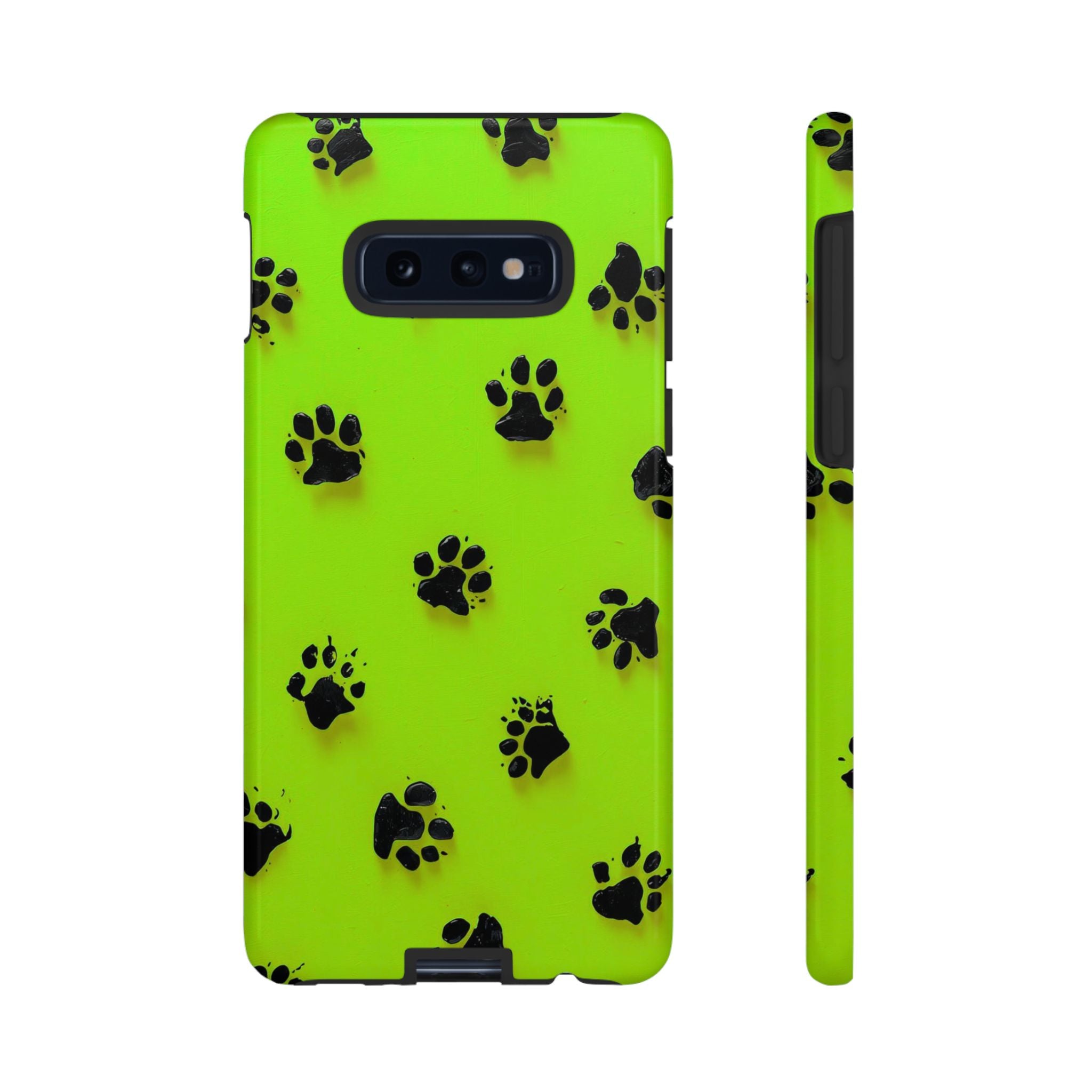 Neon Paw Print Tough Samsung Galaxy Case — Shockproof Pet Lover iPhone Cover