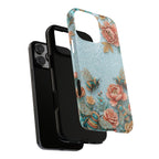 Cover protettiva per iPhone Api Floreali | Rosa Vintage e Turchese