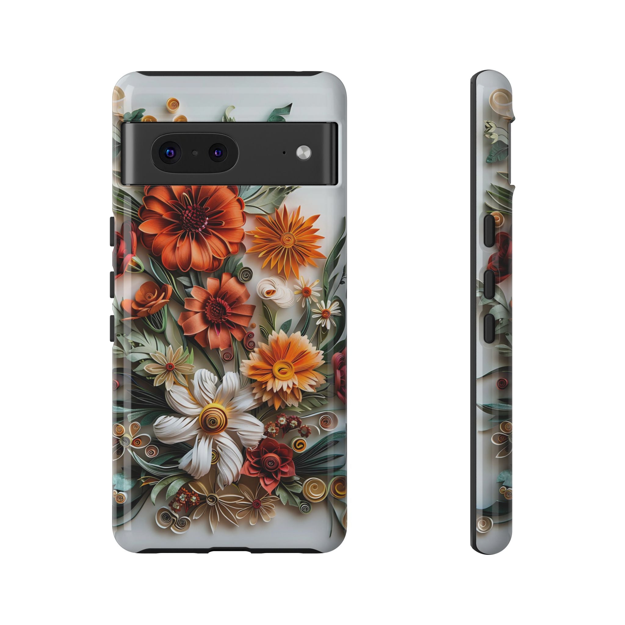 Floral Quilling Tough Google Pixel Case — Orange Daisy