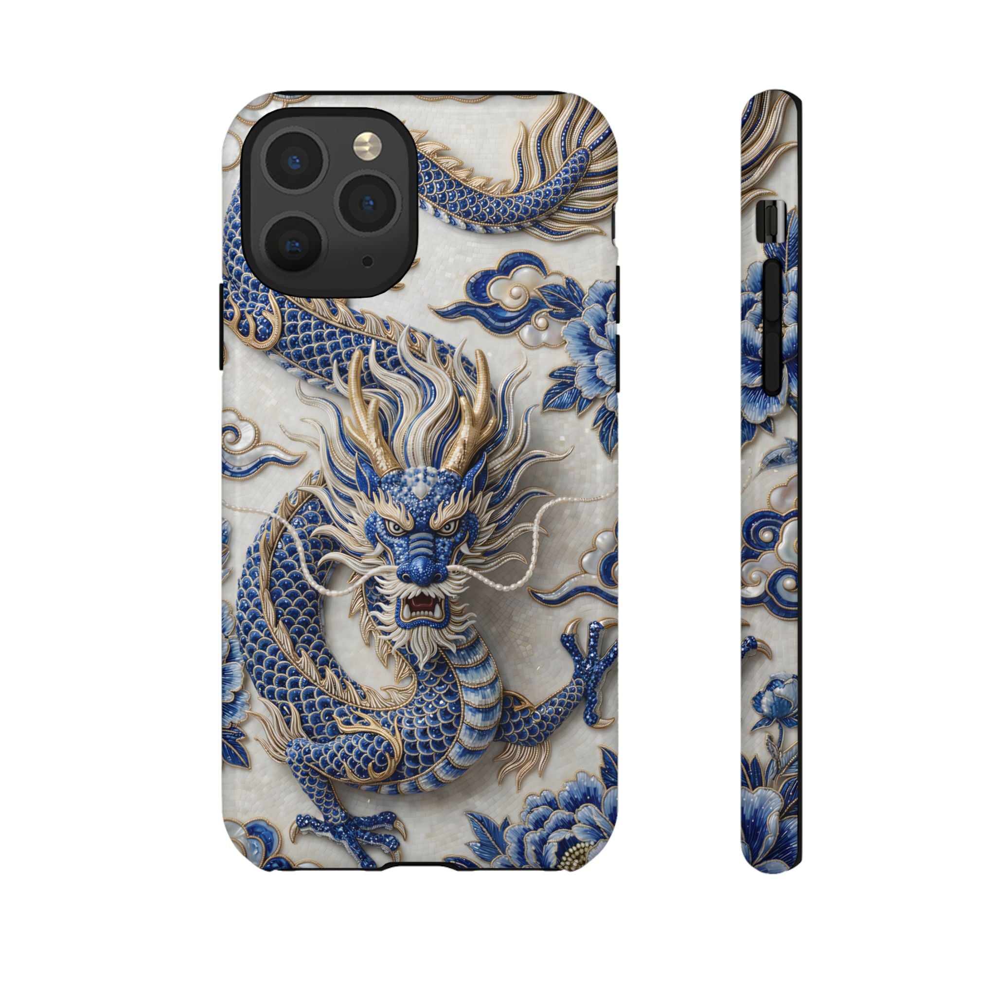 Asian Zodiac Dragon iPhone Case | Blue & White Porcelain Luxury Protective Case | Year of the Dragon Gift