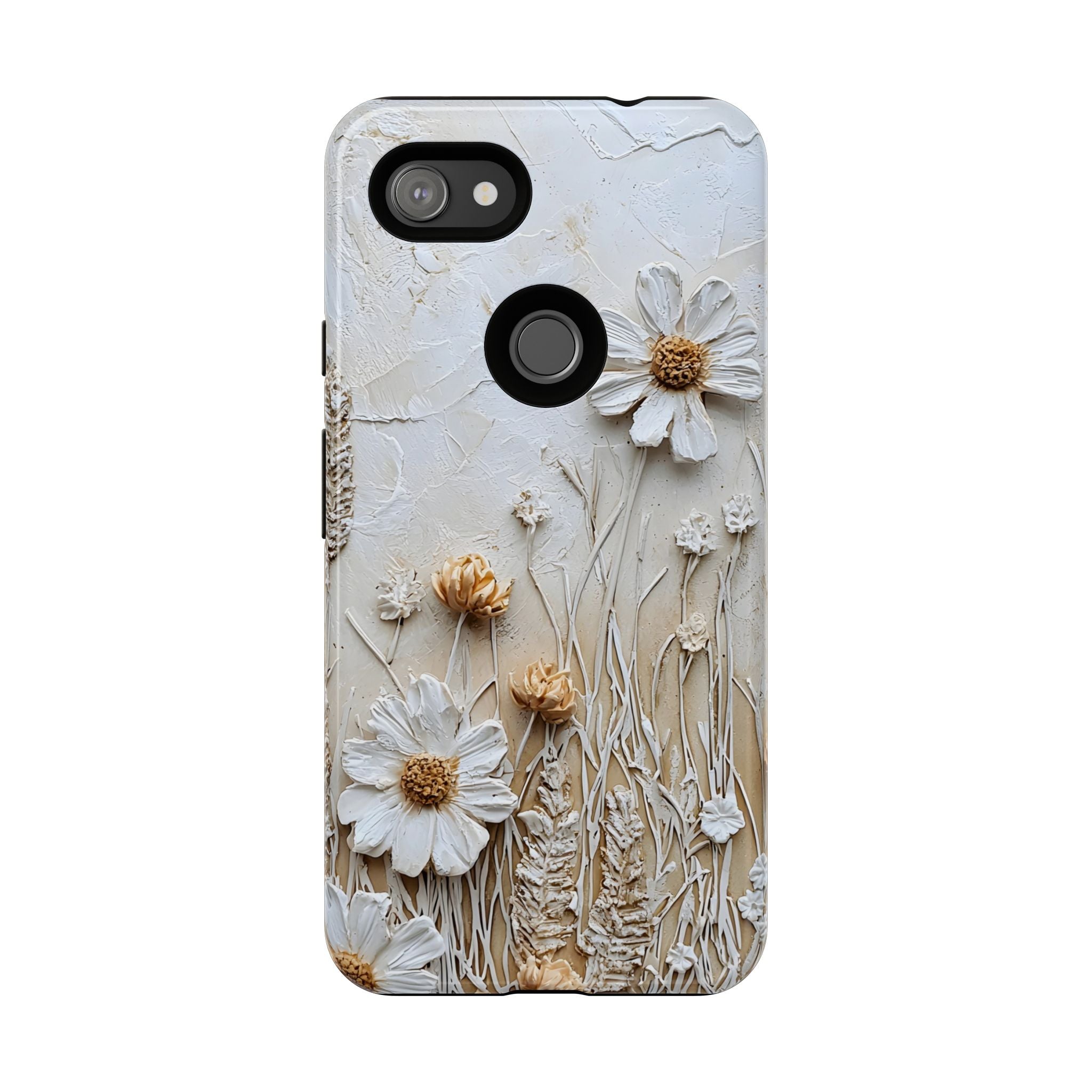Textured Daisy Art Floral Relief Google Pixel Case