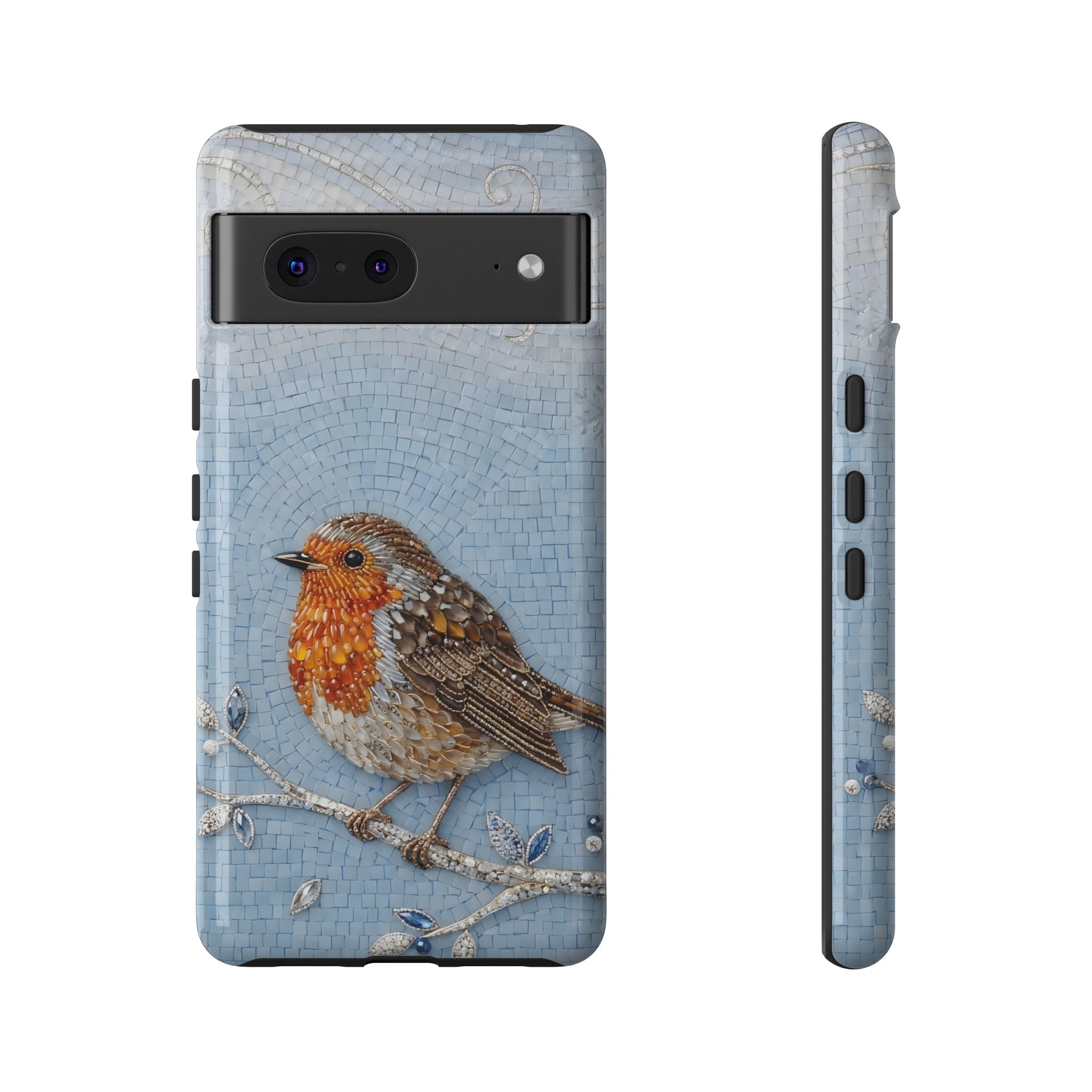 Robin Winter Google Pixel Phone Case — Protective Floral Bird Design
