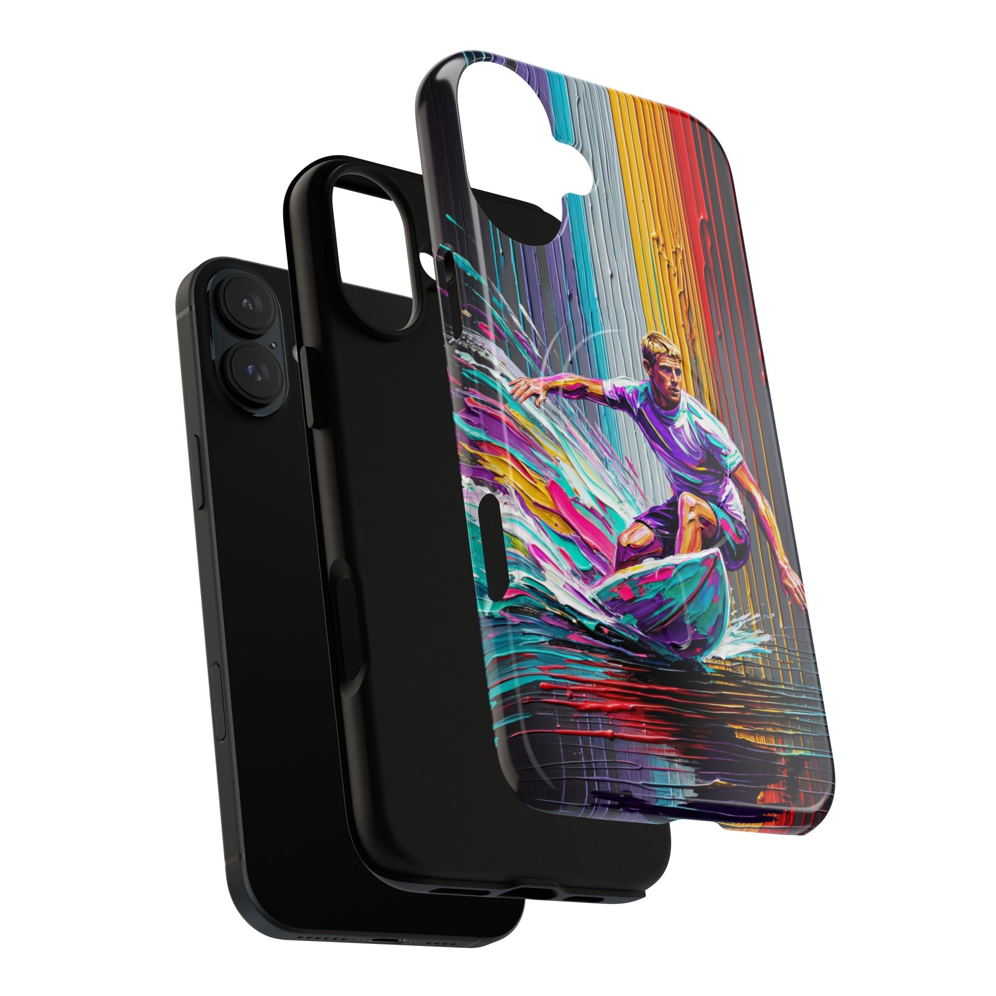 Surfing Art MagSafe iPhone Case | Colourful Wave Surfer Protective Cover