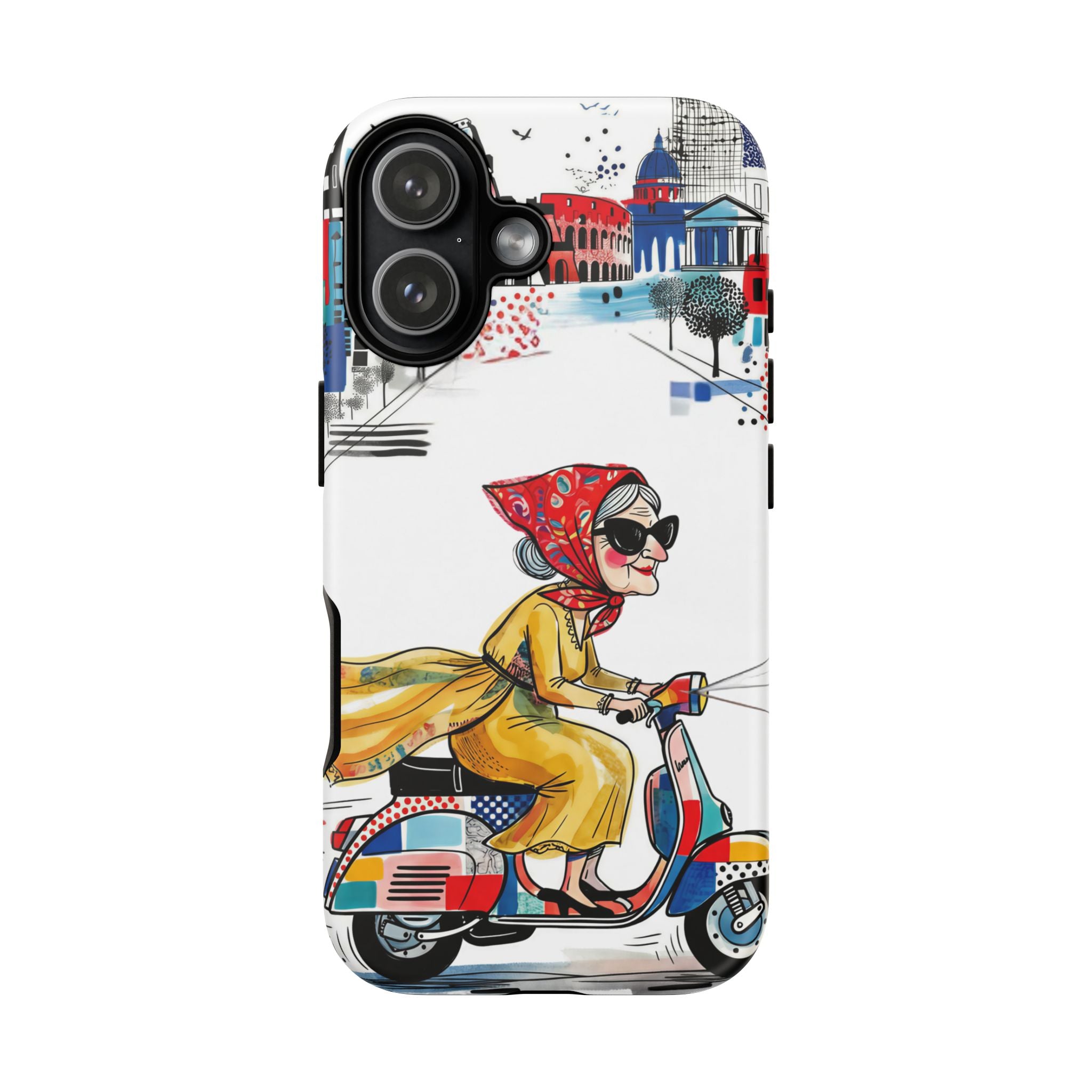 Vintage Vespa Granny iPhone Case | Retro Scooter Travel iPhone Cover