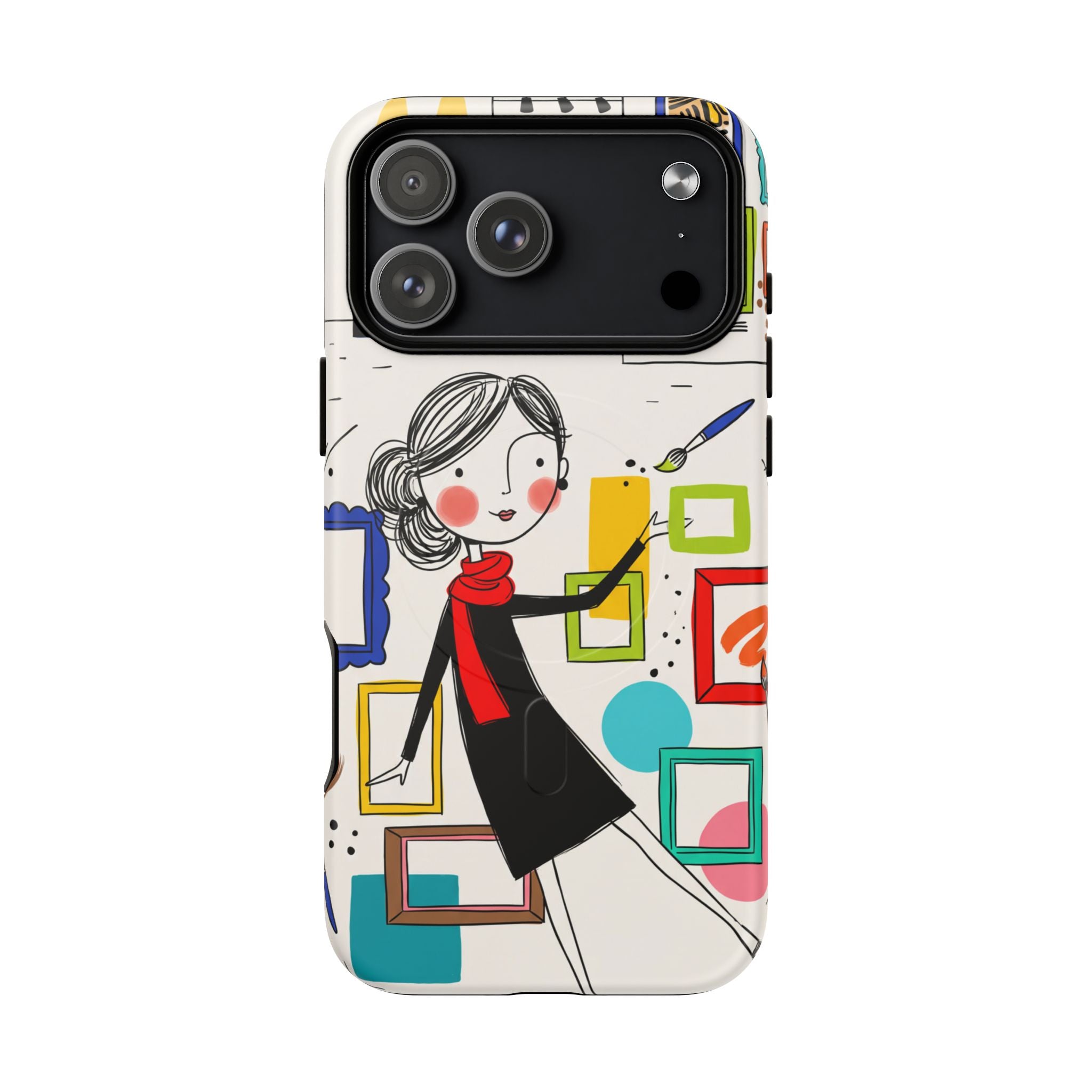 Art Gallery Illustration MagSafe iPhone Case | Cute Woman with Frames Design
