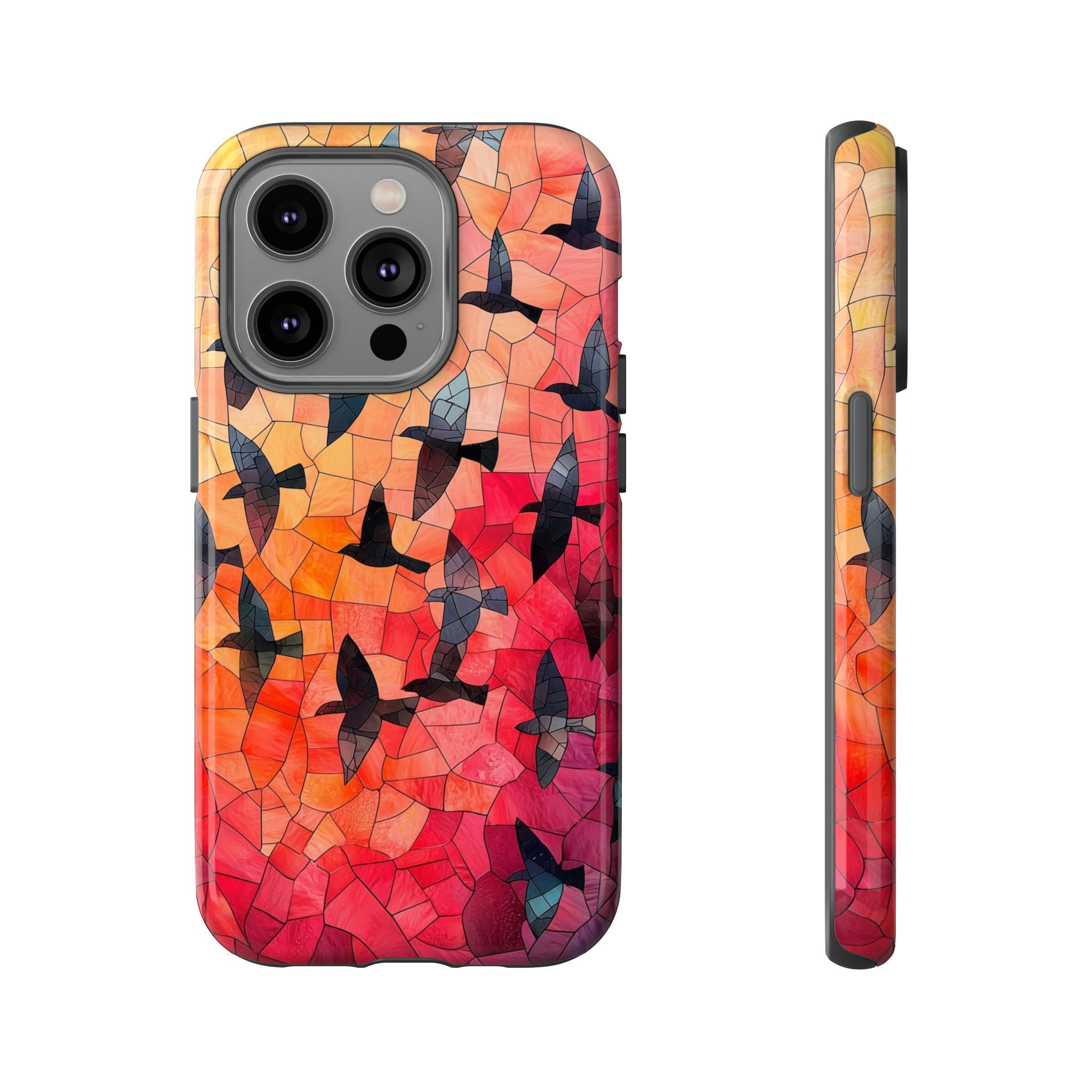 Stained Glass Mosaic Sunset Birds iPhone Case