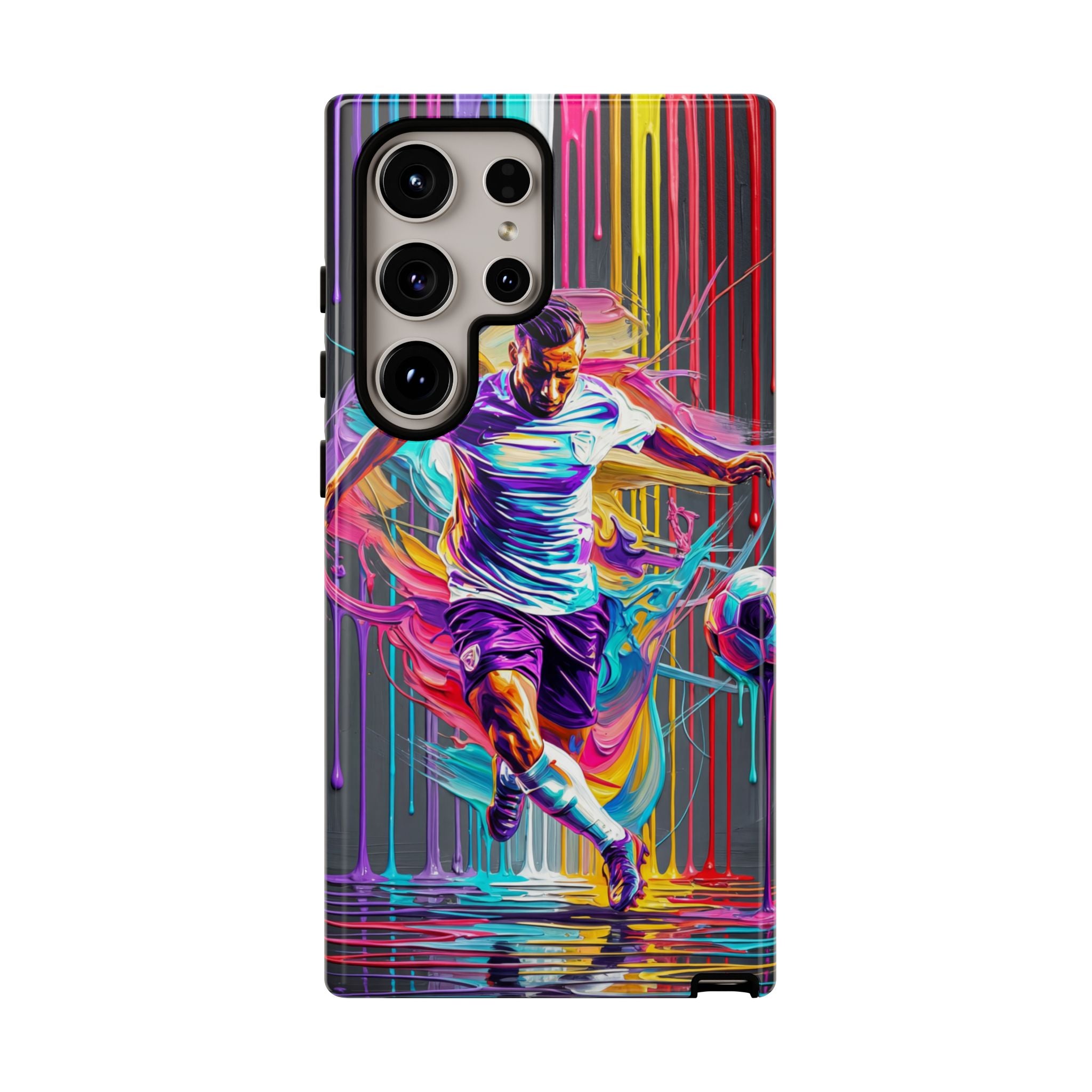 Soccer Player Neon Art Samsung Galaxy Phone Case | Vibrant Football Kick Protective Cover