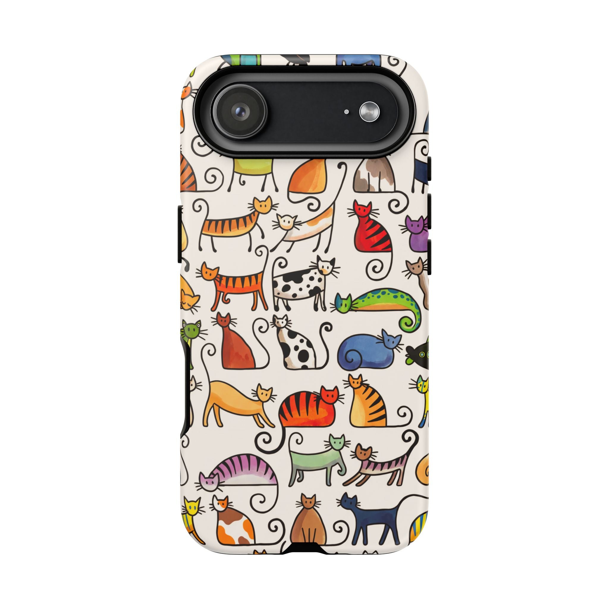 Cat Pattern Tough iPhone Case | Colourful Cartoon Cats