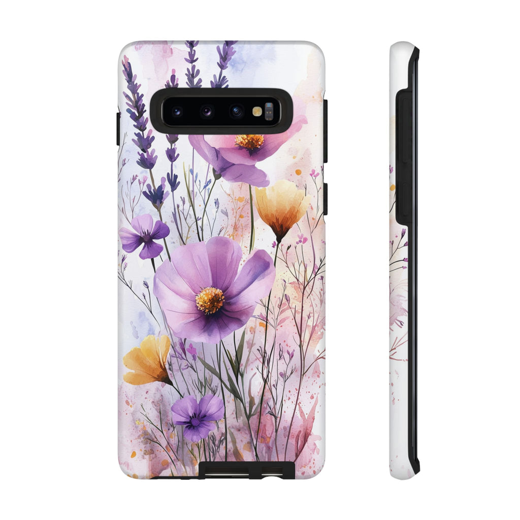 Floral Watercolour Tough Samsung Galaxy Case | Purple & Yellow Wildflowers