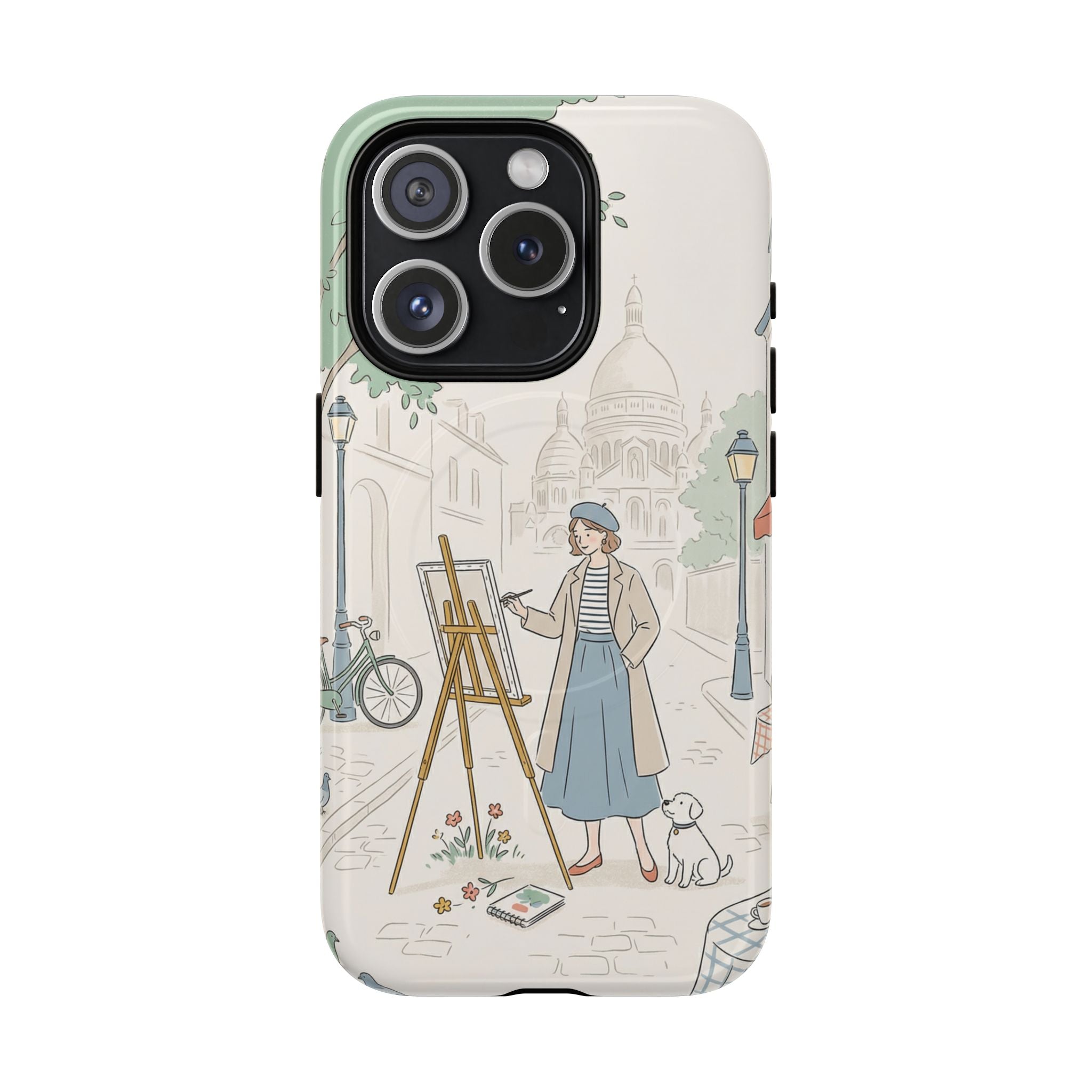 Artist in Paris MagSafe iPhone Case | Vintage Painter Street Scene Protective Cover