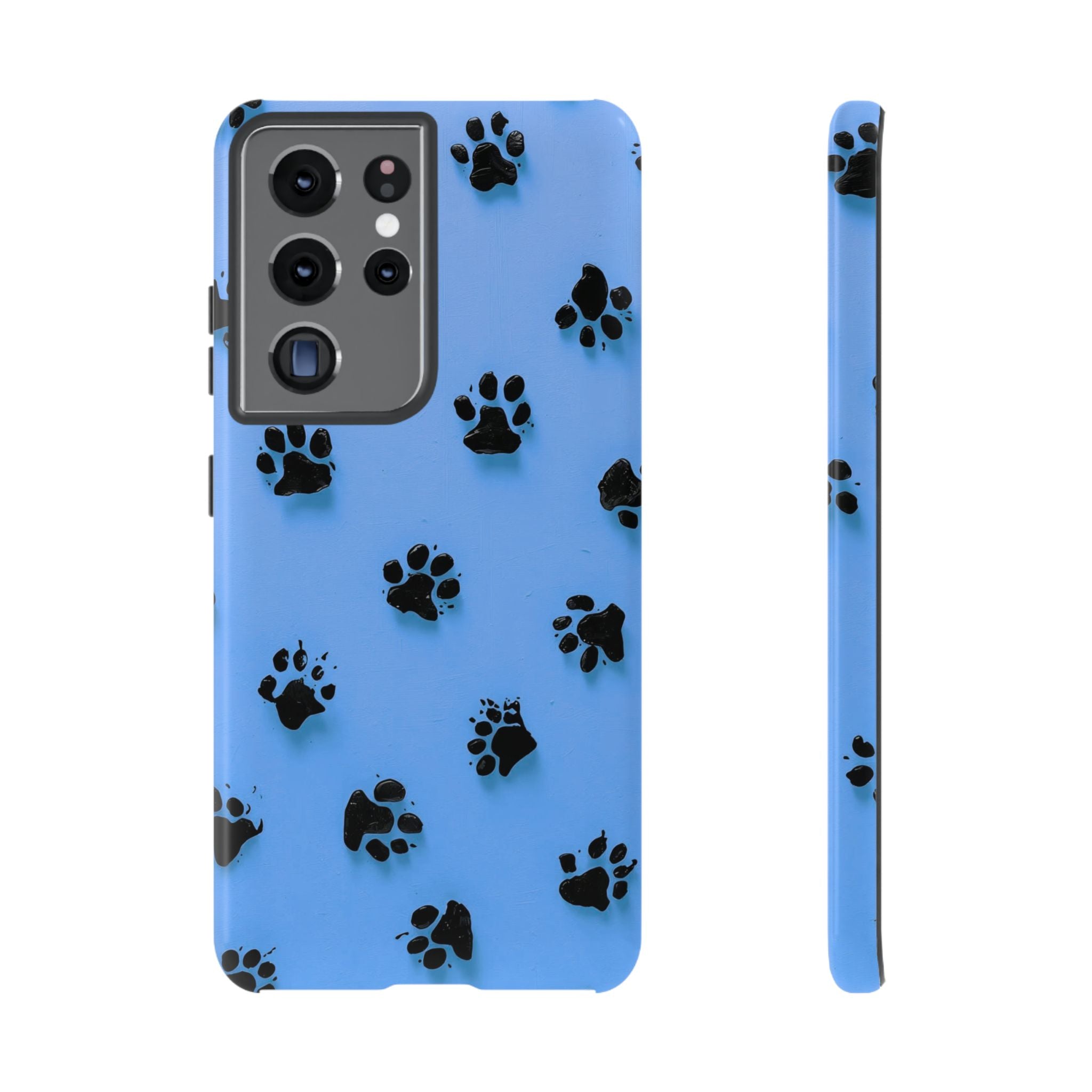 Blue Paw Print Tough Samsung Galaxy Case — Protective Dog & Cat Lover Cover
