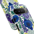 Floral Blue & Purple Tough Google Pixel Phone Case | Protective Botanical Phone Cover