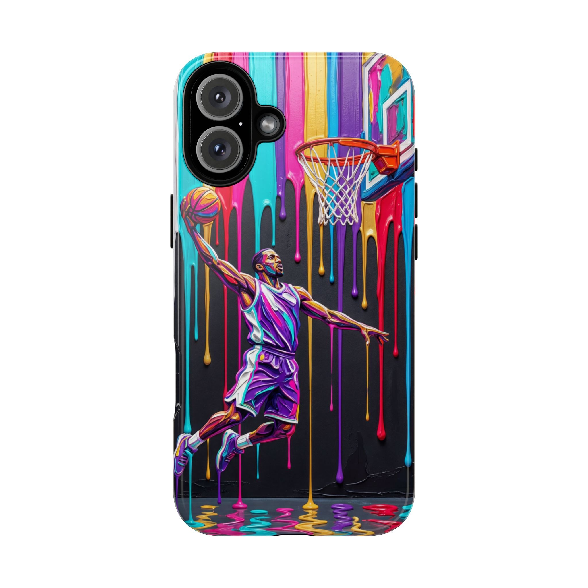 Color Splash Basketball iPhone Case | Vibrant Drip Dunk Design