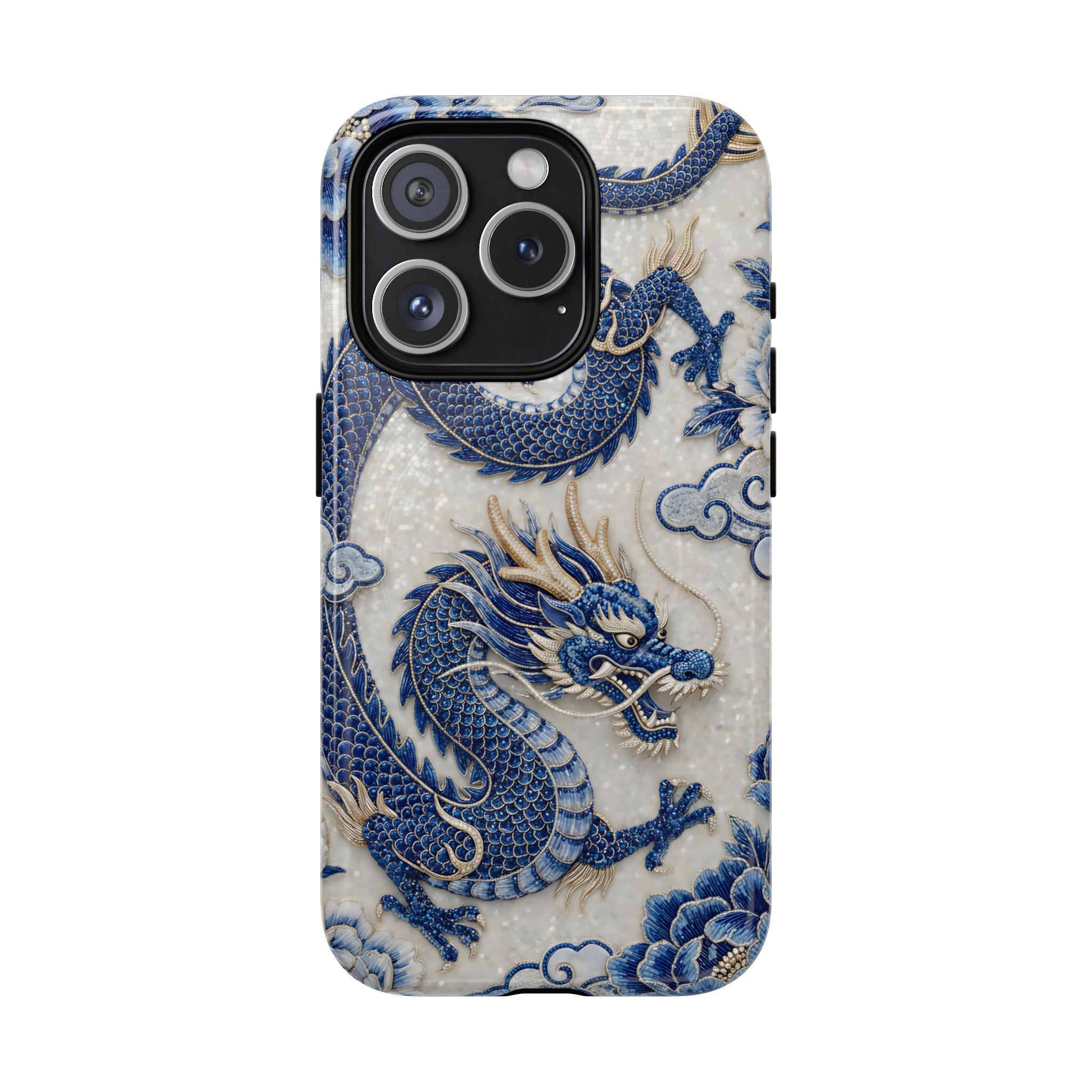 Asian Zodiac Dragon MagSafe iPhone Case V2 | Blue & White Porcelain Luxury Protective Case | Year of the Dragon Gift