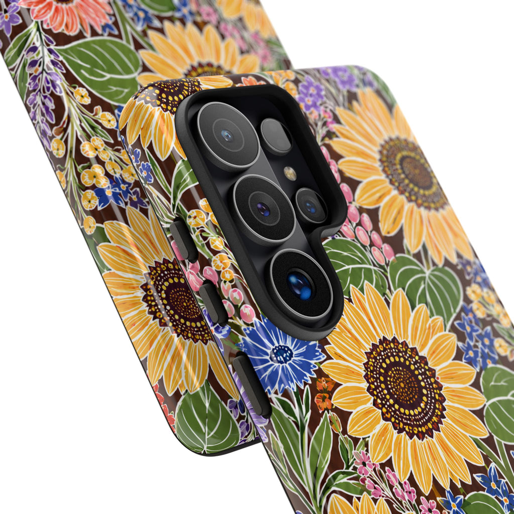 Sunflower & Wildflower Pattern Tough Samsung Phone Case