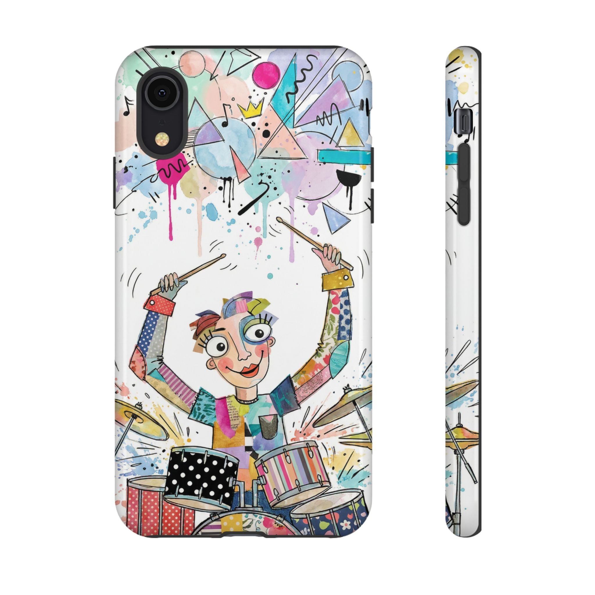 Drummer Boy iPhone Case | Colorful Cartoon Drum Kit Protective Cover